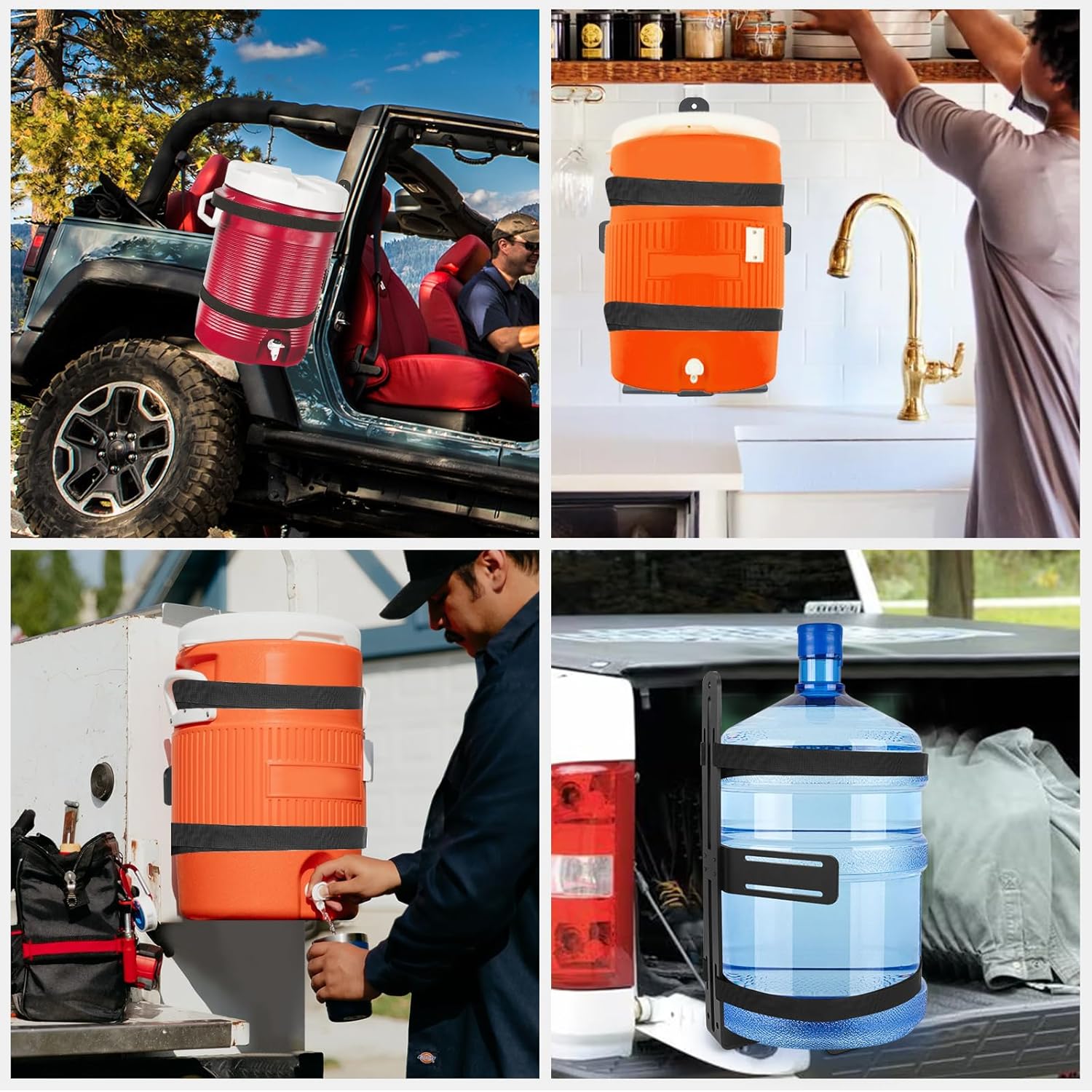 5 Gallon Bucket Holder, Steel Water Cooler Mount Rack,5 Gallon Water Cooler Bucket Holder for Trailer,Truck,RV, Cart, UTV, Mower - Image 6