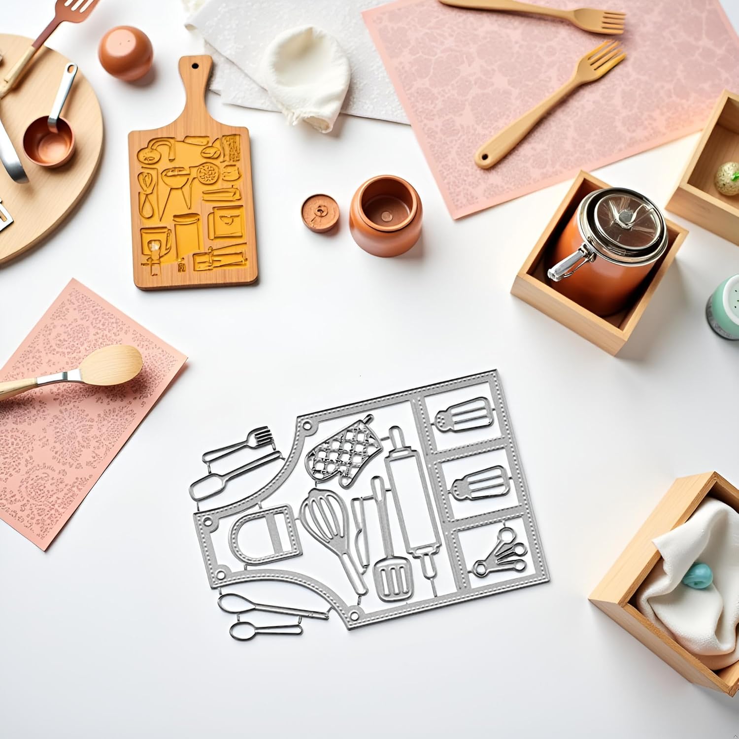 Silver Kitchen Apron Metal Cutting Dies Cooking Cutting Dies Stencils DIY Scrapbooking Album Paper Card Making Embossing Craft Dies,Die-Cutting and Embossing Decor - Image 7