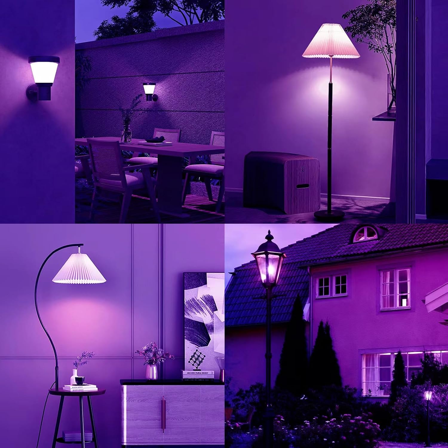 JAHEKS Purple Light Bulbs for Outdoor Porch, 9W(60W Equivalent) E26 Base LED Purple Bulb for Halloween Christmas Wedding,Party,Bar,Holiday Lighting,Home Decor, 2-Pack - Image 6