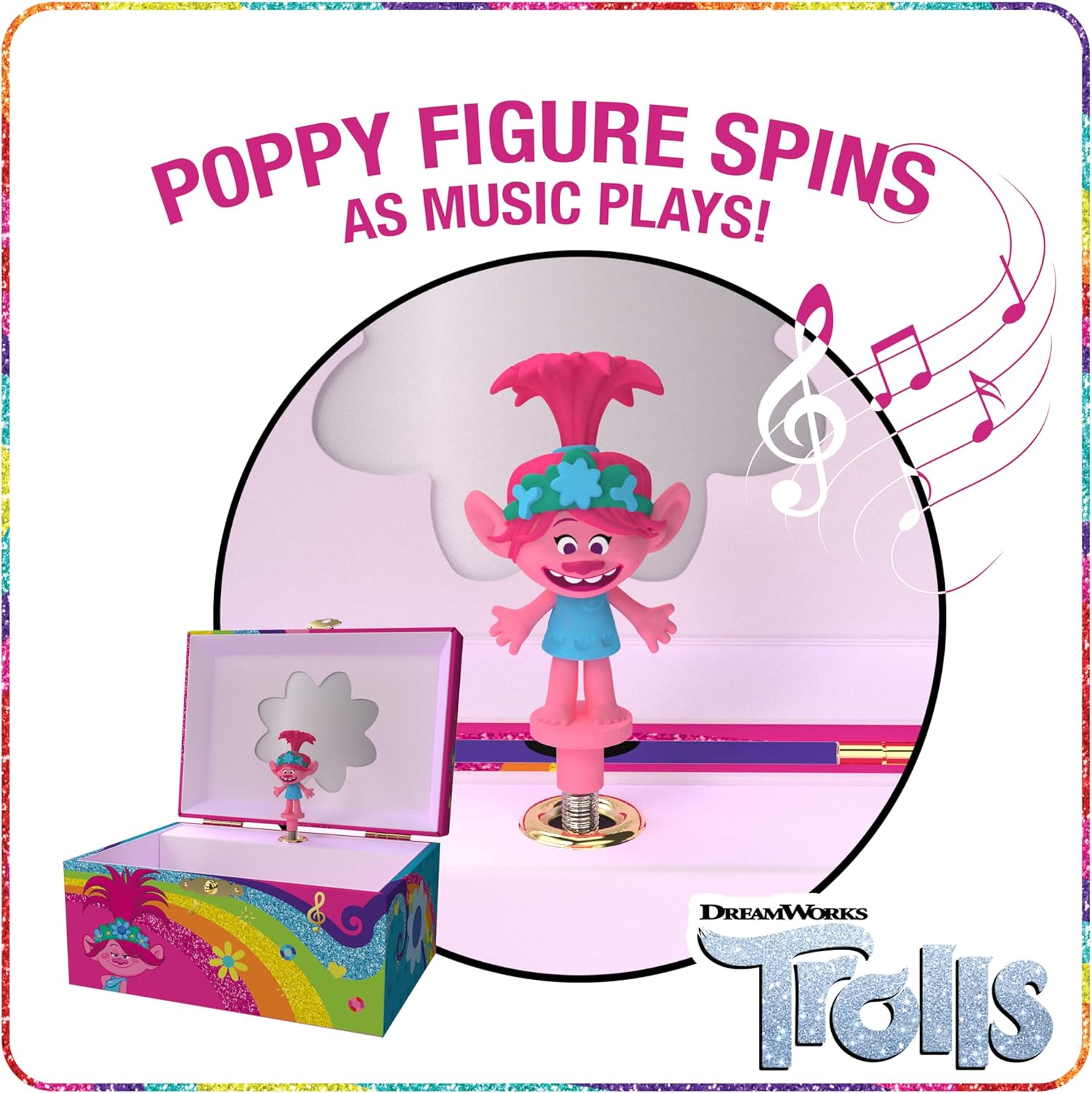 Trolls Jewelry Box for Girls Musical Jewelry Box with Spinning Figurine, Trolls Toys for Kids Ages 3-5 - Image 4