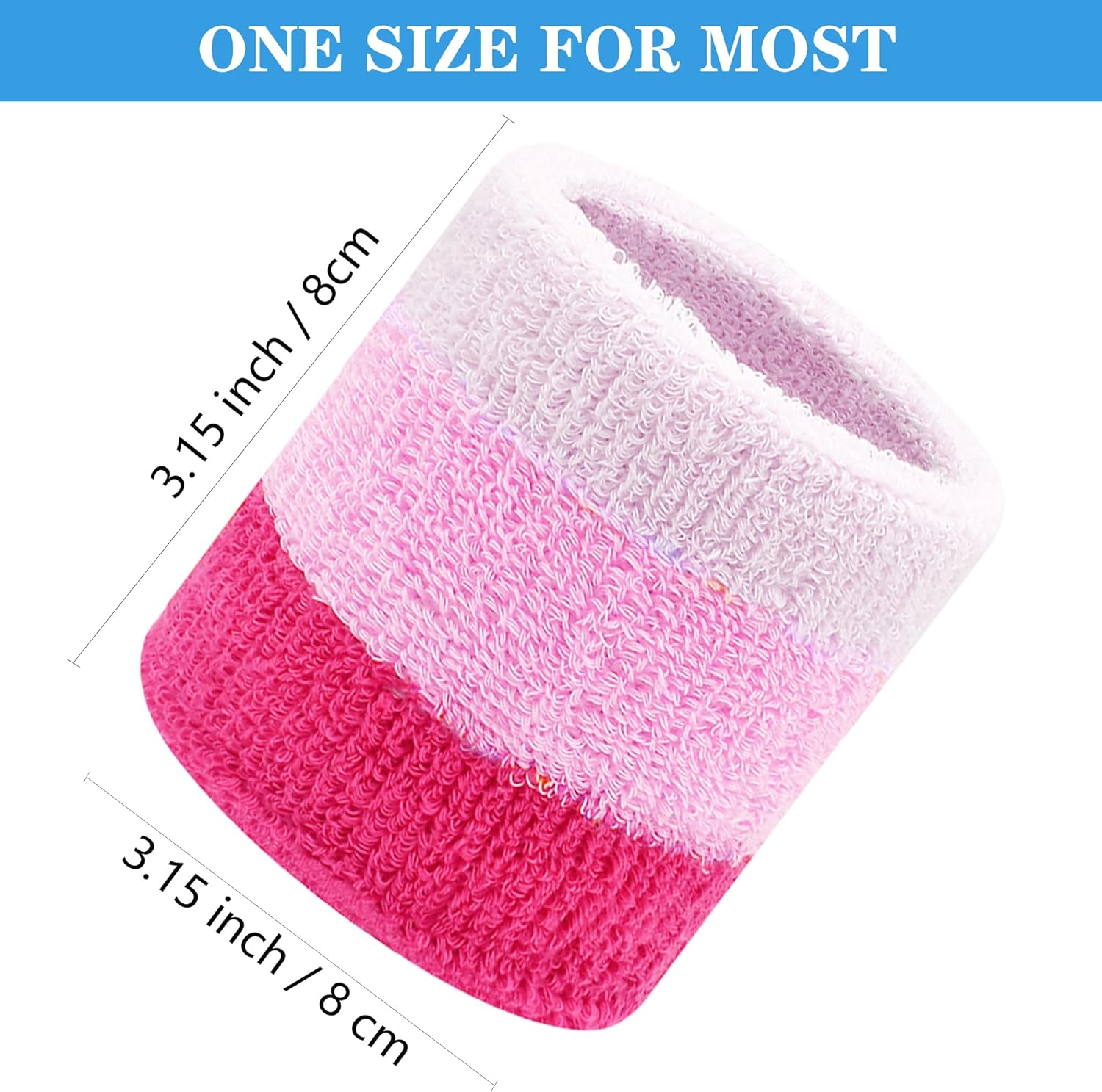 8 Pack Wrist Sweatbands Tennis Wrist Bands Absorbent Sweat Band for Men and Women, Breathable Cotton Sweatbands for Working Out, Football, Basketball, Running Athletic Sports - Image 2