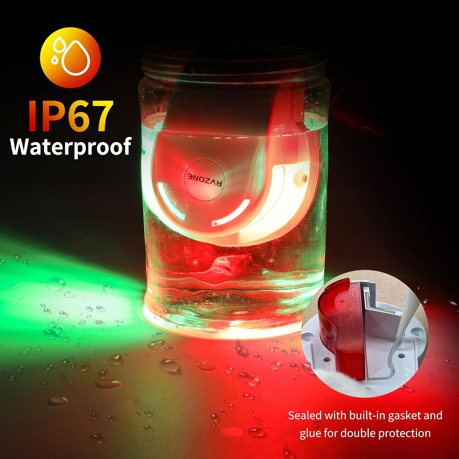 RVZONE LED Boat Navigation Light Red and Green Marine Navigation Light Led IP67 Waterproof Led Boat Lighting for Bow, Ideal for Pontoon, Skiff, Small-Boats, and Yacht (White) - Image 5