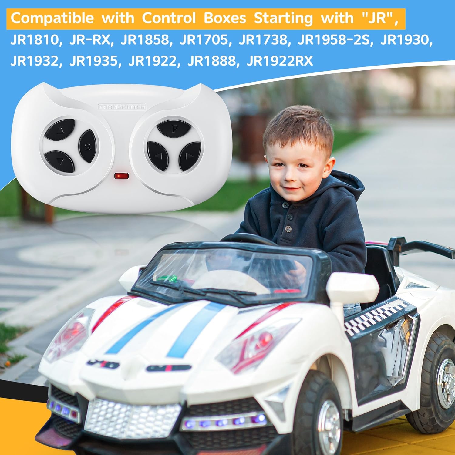Saillong 2.4G Remote Control for Kids Electric Car, White Remote Control for 12V Electric Ride On Car/Truck/Toddler Cars, Controller Transmitter Accessories Compatible with JR1603, JR1602FCC, HY2012 - Image 3