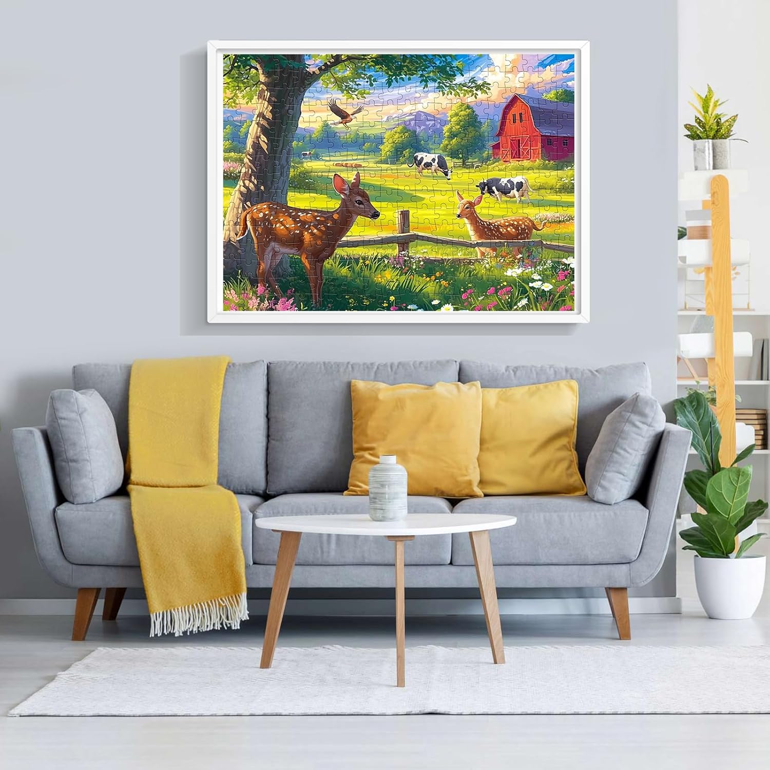 300 Pieces Puzzles for Adult Jigsaw Puzzle 300 Piece Children Elderly Puzzle Deer Cow Farm Puzzle Gift for Mom Dad Family Friend Family Activity Games Home Decor Wall Art 20.5x15IN - Image 7
