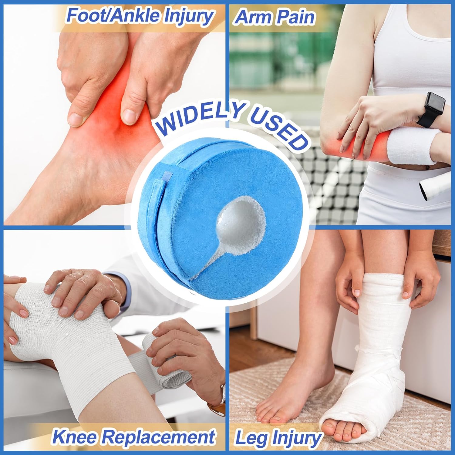Soulchen 2 Pack Heel Protector for Pressure Sores Fleece Foot Elevation Pillow Adjustable Wedge Ankle Protector Cushion for Bed Sores Foot Ankle Pillow for Sleeping Ulcer Elevated Foam - Image 4