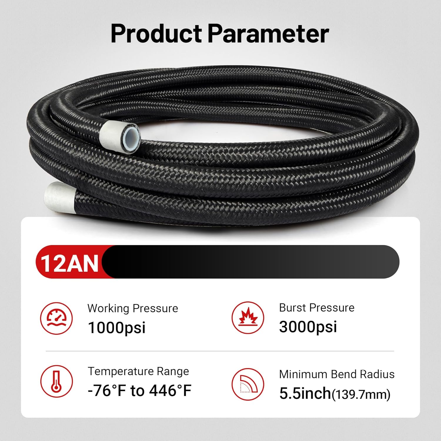 EVIL ENERGY 12AN PTFE Fuel Line Kit,AN12 E85 Nylon Braided Fuel Hose Black 10FT - Image 4