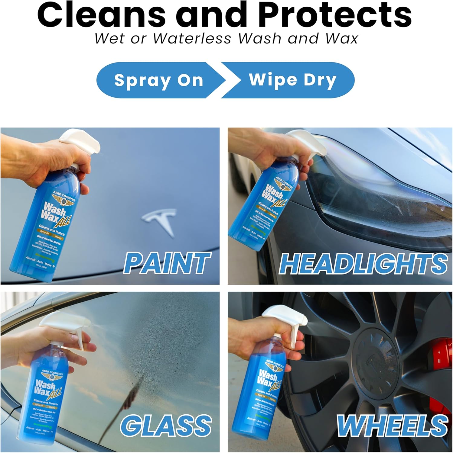 Wet or Waterless Car Wash Wax 128 Fl. oz, UV Protection. Cleans, Protects, and Shines. Aircraft Quality Just Spray On and Wipe Dry Anywhere, Anytime, Home, Office, School, Garage, Parking Lots. - Image 2