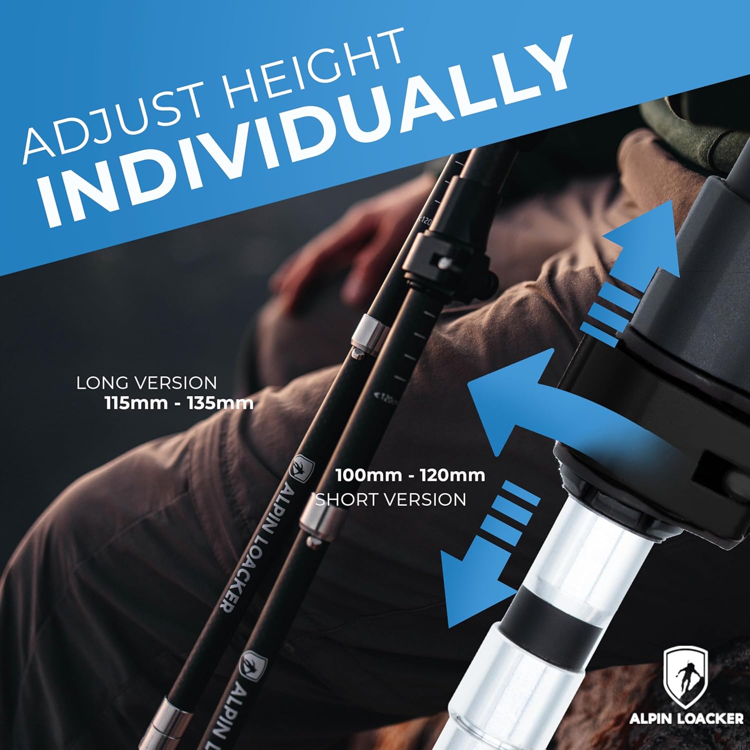 ALPIN LOACKER Collapsible Trekking Poles for Hiking I Carbon or Aluminum Hiking Poles Ultra Lightweight I Adjustable Trekking Poles for Women and Men with Cork Grip - Image 8