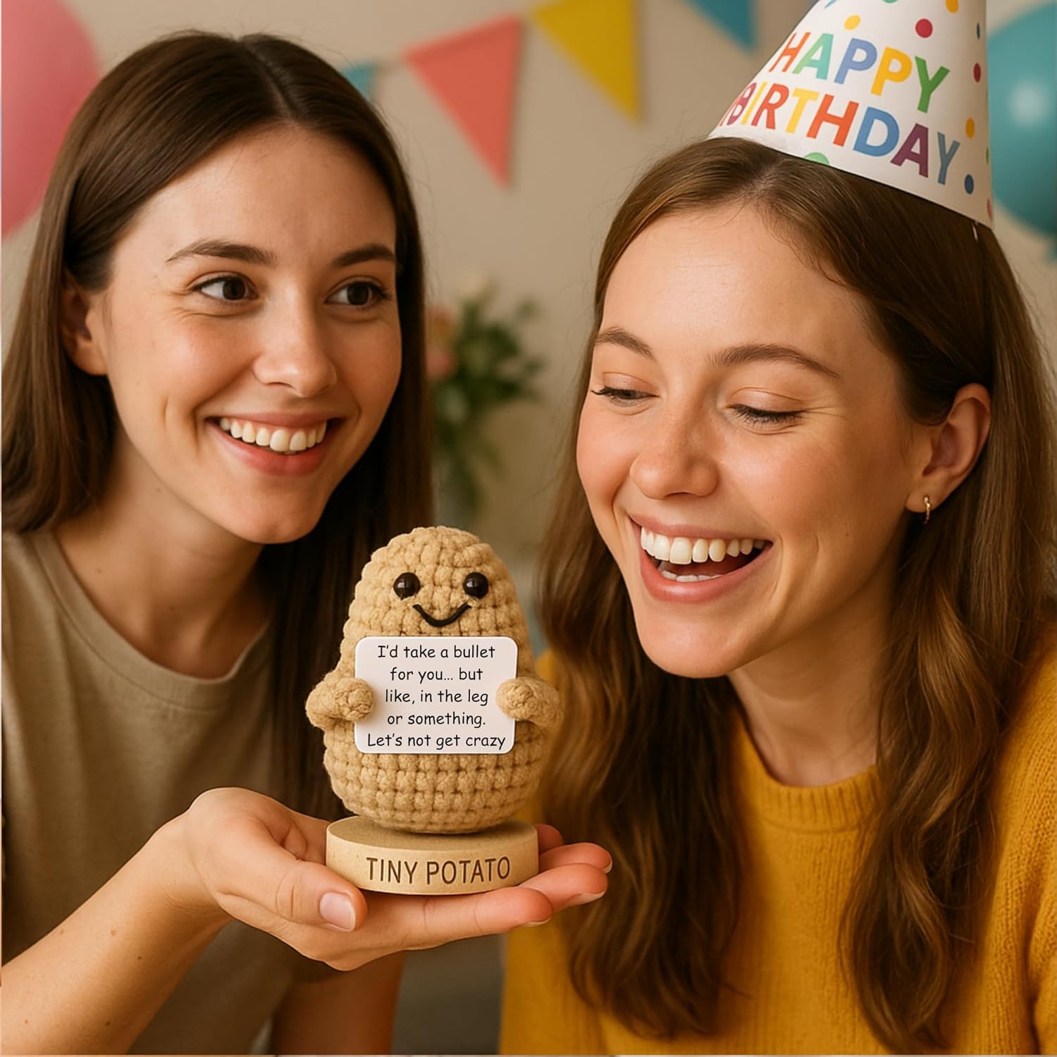 Funny Friendship Gift - Tiny Potato Crochet W/ 30 Sassy Messages for Women Friends Bestie BFF Coworker - Best Friend Birthday Gifts for Women, Sister Birthday, College Graduation Present Idea for Her - Image 5
