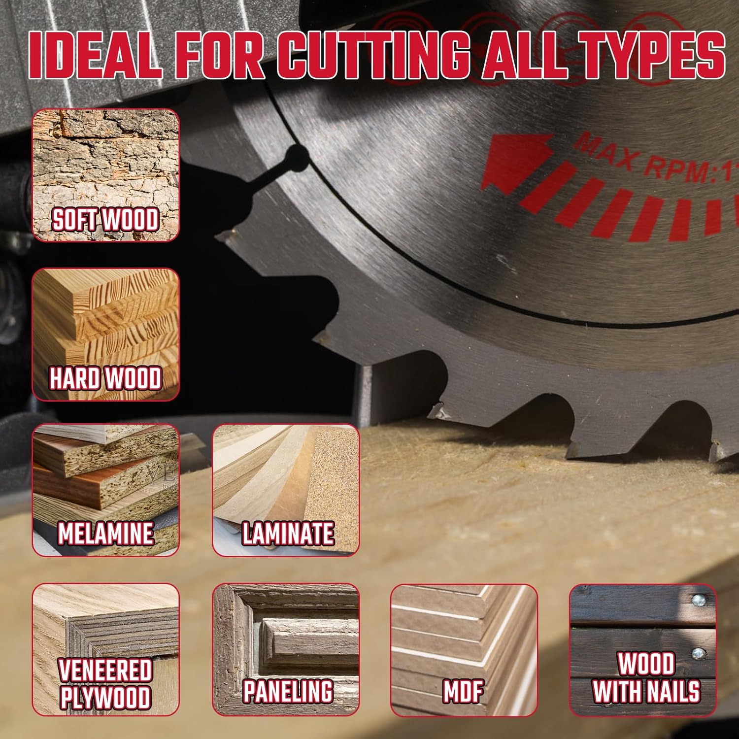 3 Pack 3 Inch 36 Tooth Carbide Circular Saw Blade for Wood, Plastic, PCV, Acrylic, Aluminum with 7/16" Arbor, 3/8" Bushing, Fit Dewalt Craftsman Ryobi Milwaukee - Image 6