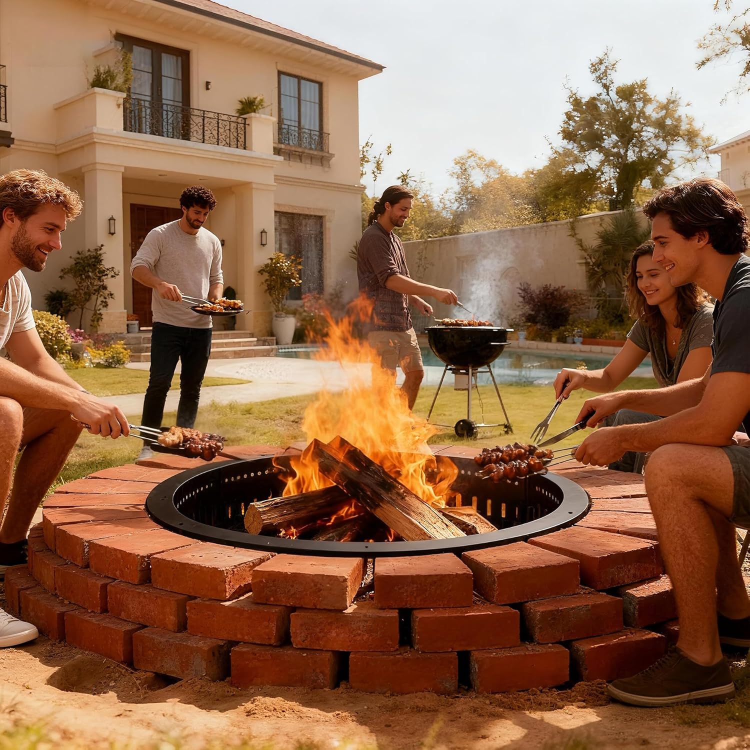 Smokeless Fire Pit Ring Insert - 31 Inch Outdoor Fire Pit Liner with Airflow Design for Efficient Burning, Durable Steel Construction, for Outdoor Camping - Image 2