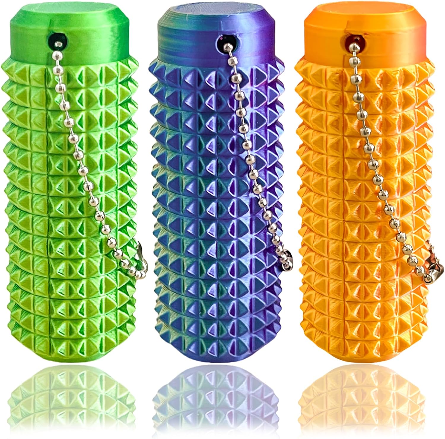 Little Ouchies Fidget, Pocket Mini Fidget Toy for Adults, Pain Stim Fidget, 3D Printed Venting Key Pendant, 3pcs Spiky Grippie Stim Keychain for Anxiety Relief Positive, Easter Basket Stuffers
