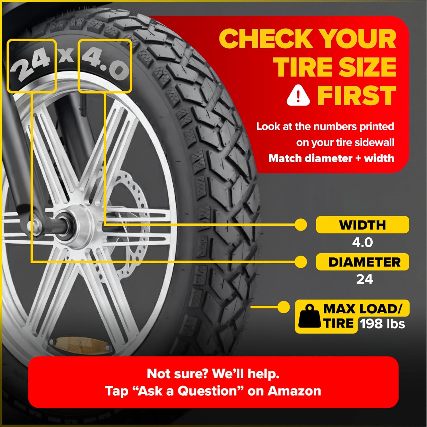 ULTRAVERSE 24x4 E-Bike Fat Tire - Robust, High-Performance 24inch Fat Tyre for MTB and Ebikes, Durable All-Terrain Directional Tread, Superior Density for Street & Trail Adventures-1 Unit - Image 2