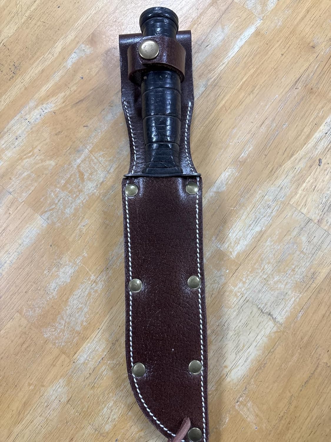 World War Two Vietnam Style Leather Sheath for US Navy Mark 2 MK 2 or KA-BAR Leather Sheath Fits 7" Blade (Brown) - Image 2