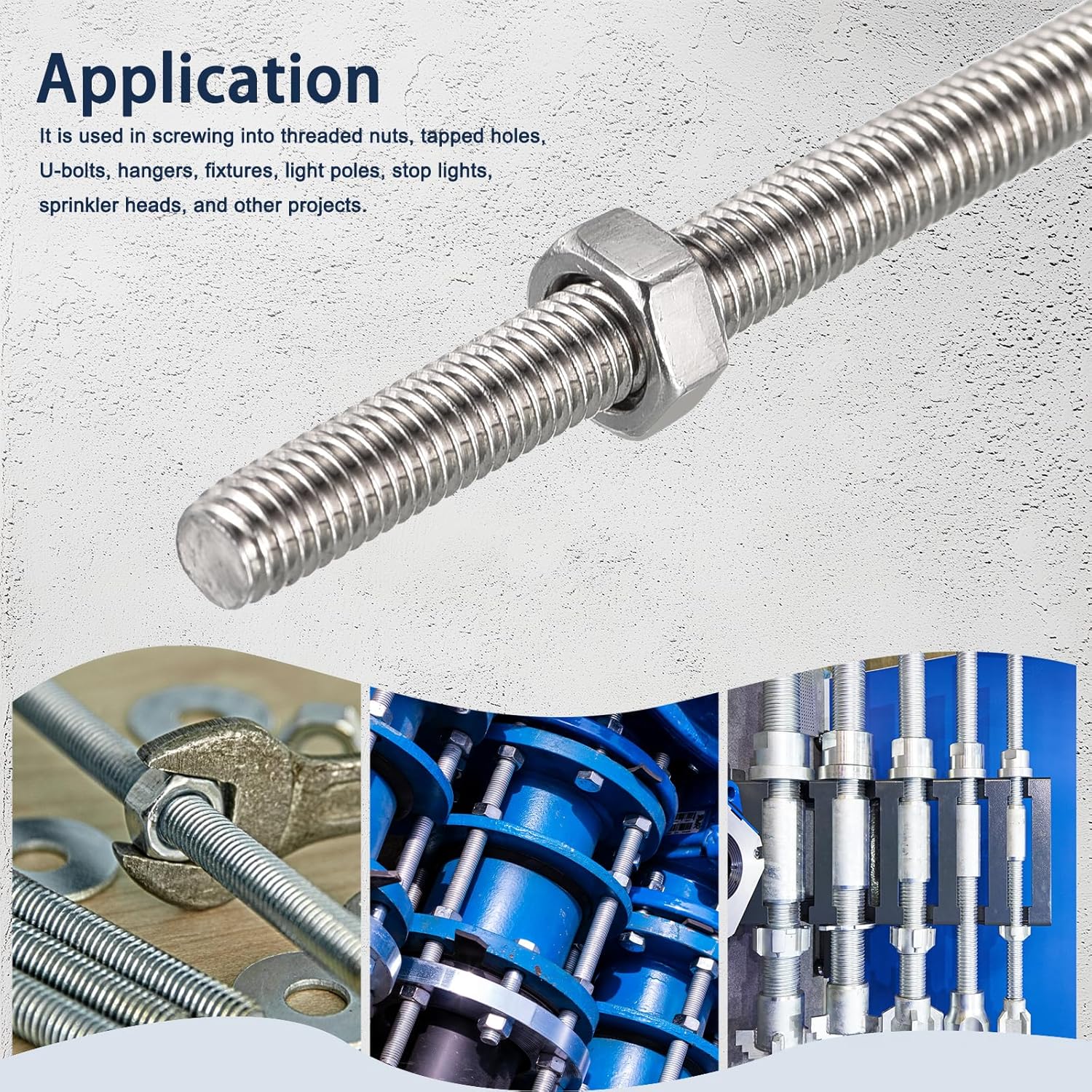 1/4"-28 Fully All Threaded Rod & Studs, 12" Length, 304 Stainless Steel Right Hand Fine Thread Screw for Furniture Anchor Bolts, Clamps, Hangers and U-Bolts 2 Pack - Image 5