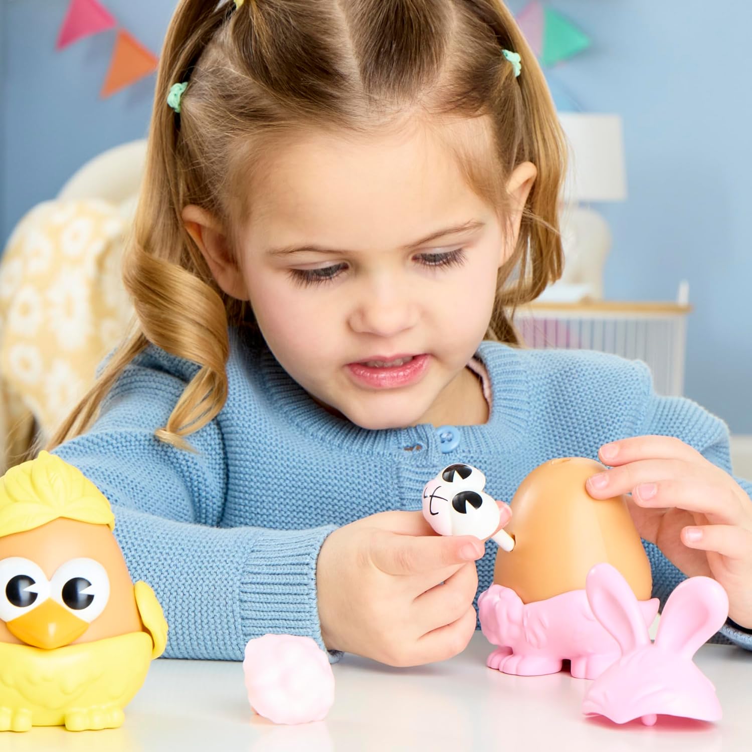 Potato Head Bunny & Chick Tots with 12 Mix and Match Pieces, Two 3-Inch Potato Bodies with 10 Accessories, Preschool Toys for Girls and Boys 2+ – Easter Basket Stuffers - Image 4