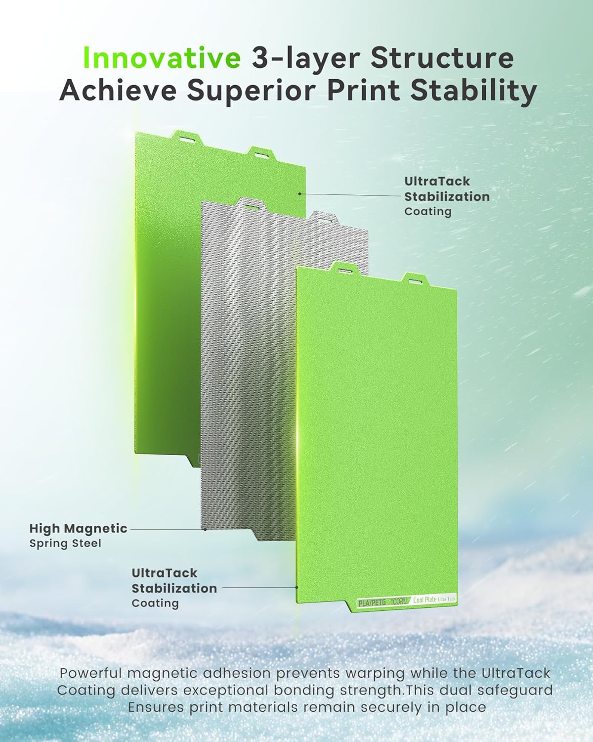 YOOPAI Cold Low Temperature Build Plate for Bambu Lab A1 Mini, 184x184mm Double Sided Room Temperature Print, 3D Printer Bed Platforms with UltraTack Coating for BambuLab A1 mini 3D Printers(Green) - Image 6