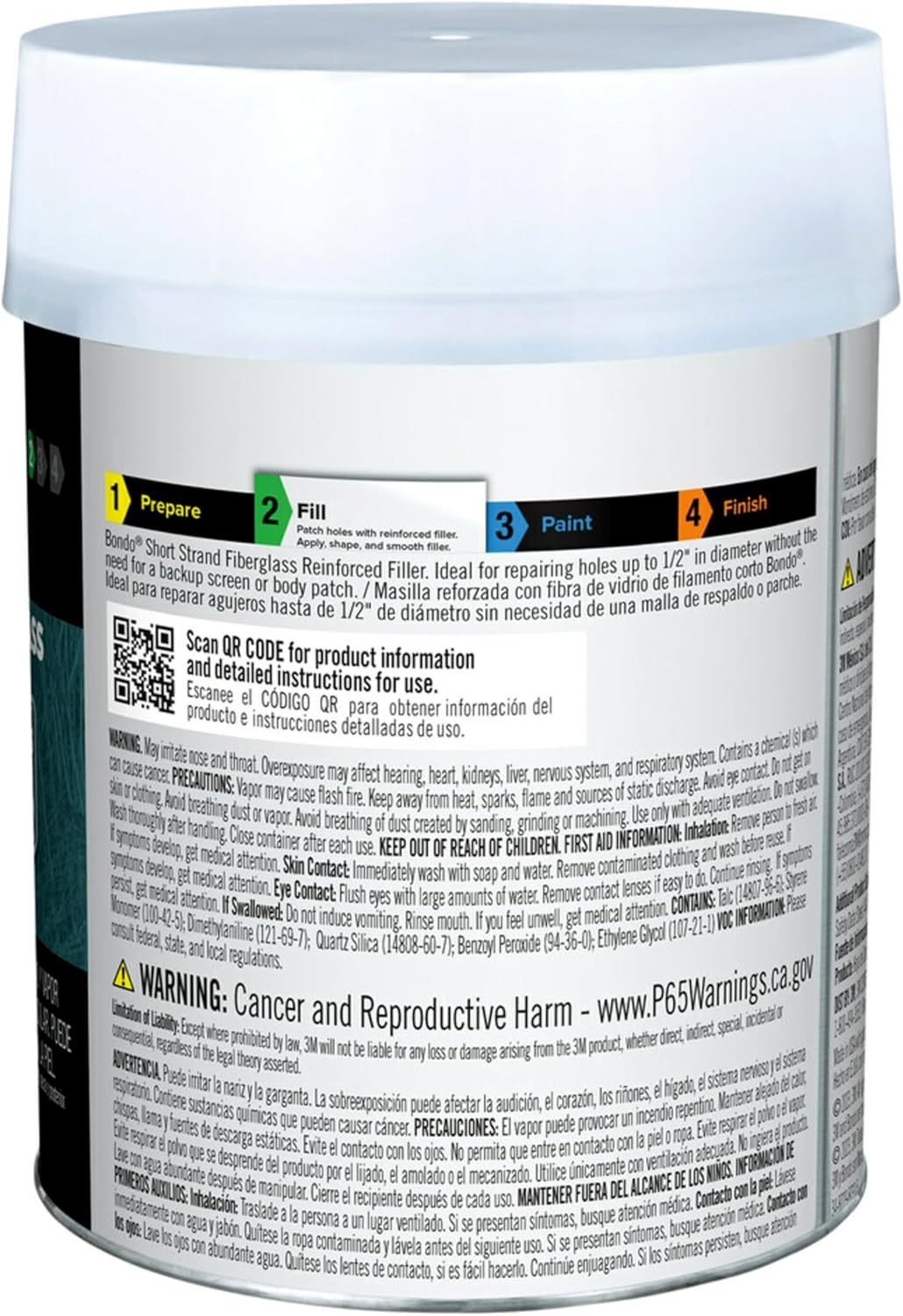 3M Bondo Short Strand Fiberglass Reinforced Filler 1.37 LB (621 g) with Bondo Cream Hardener 0.5 oz (14g), Repair Holes Up To 0.5 IN, Waterproof (SS-PT-ES) - Image 16