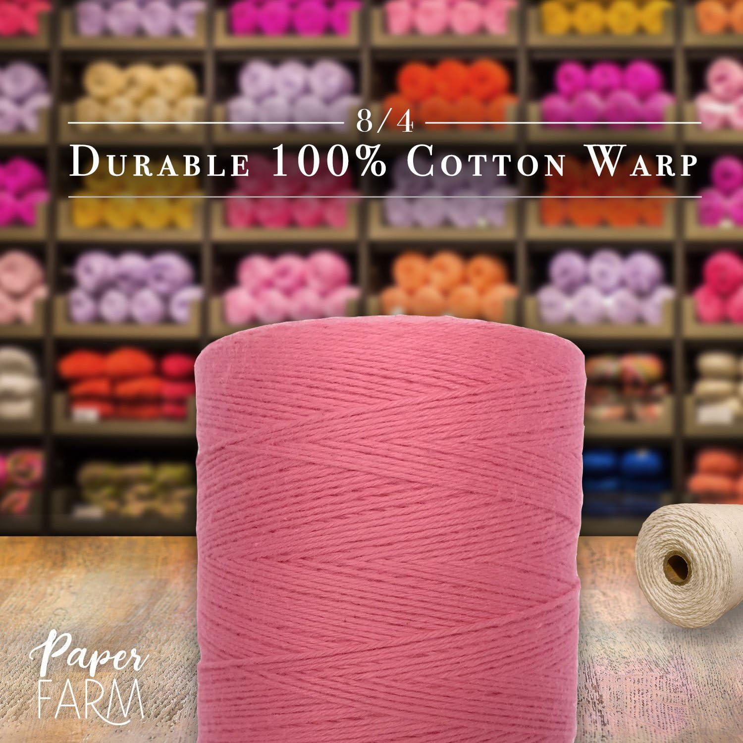 100% Cotton Loom Warp Thread (Rose), 8/4 Warp Yarn (800 Yards), Perfect for Weaving: Carpet, Tapestry, Rug, Blanket or Pattern - Warping Thread for Any Loom - Image 3