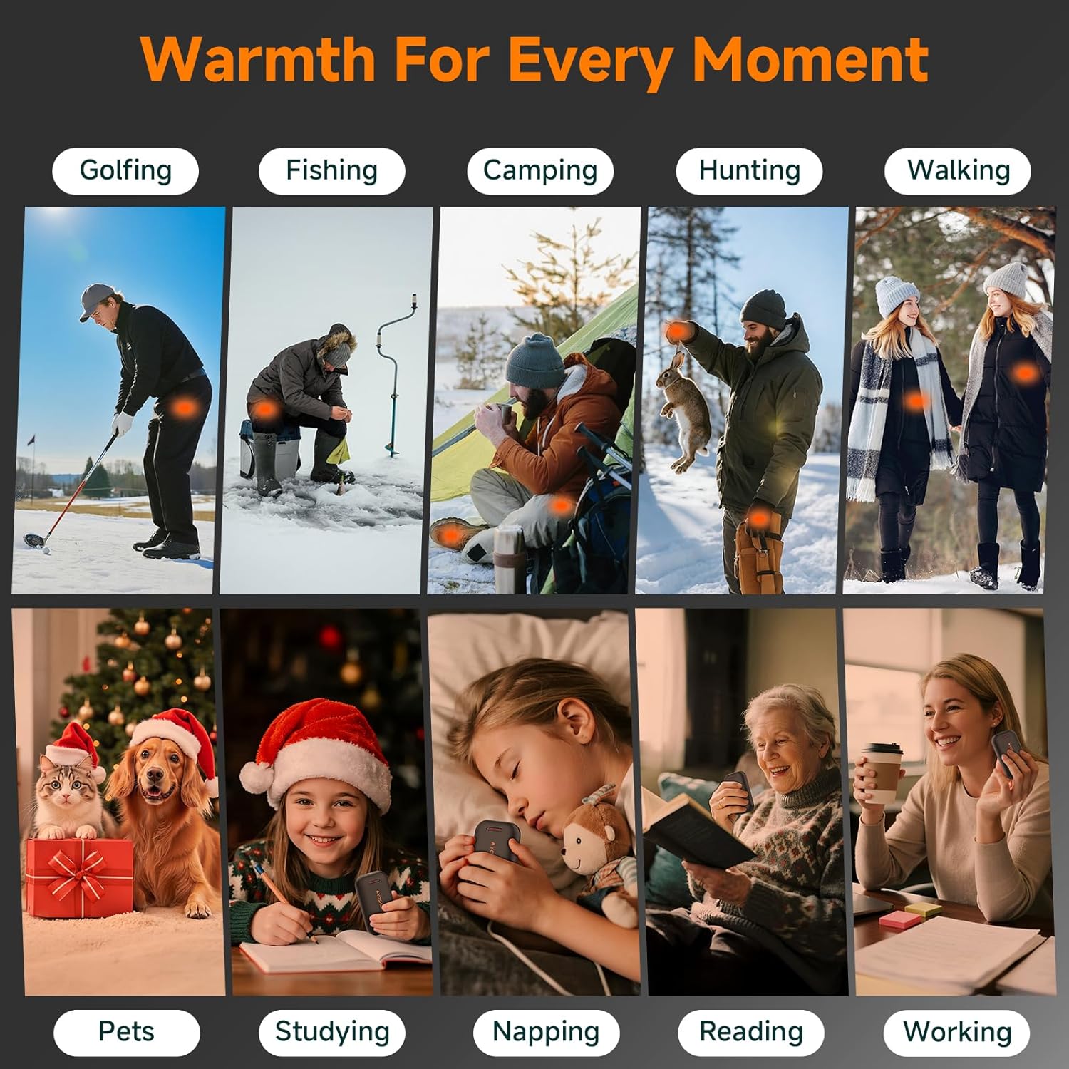 Hand Warmers Rechargeable, Electric Hand Warmer Reusable, Slim Pocket Heater Handwarmers,Gifts for Men, Women Christmas Outdoor/Indoor/Golf/Camping/Hunting Essentials(2 Packs) - Image 5