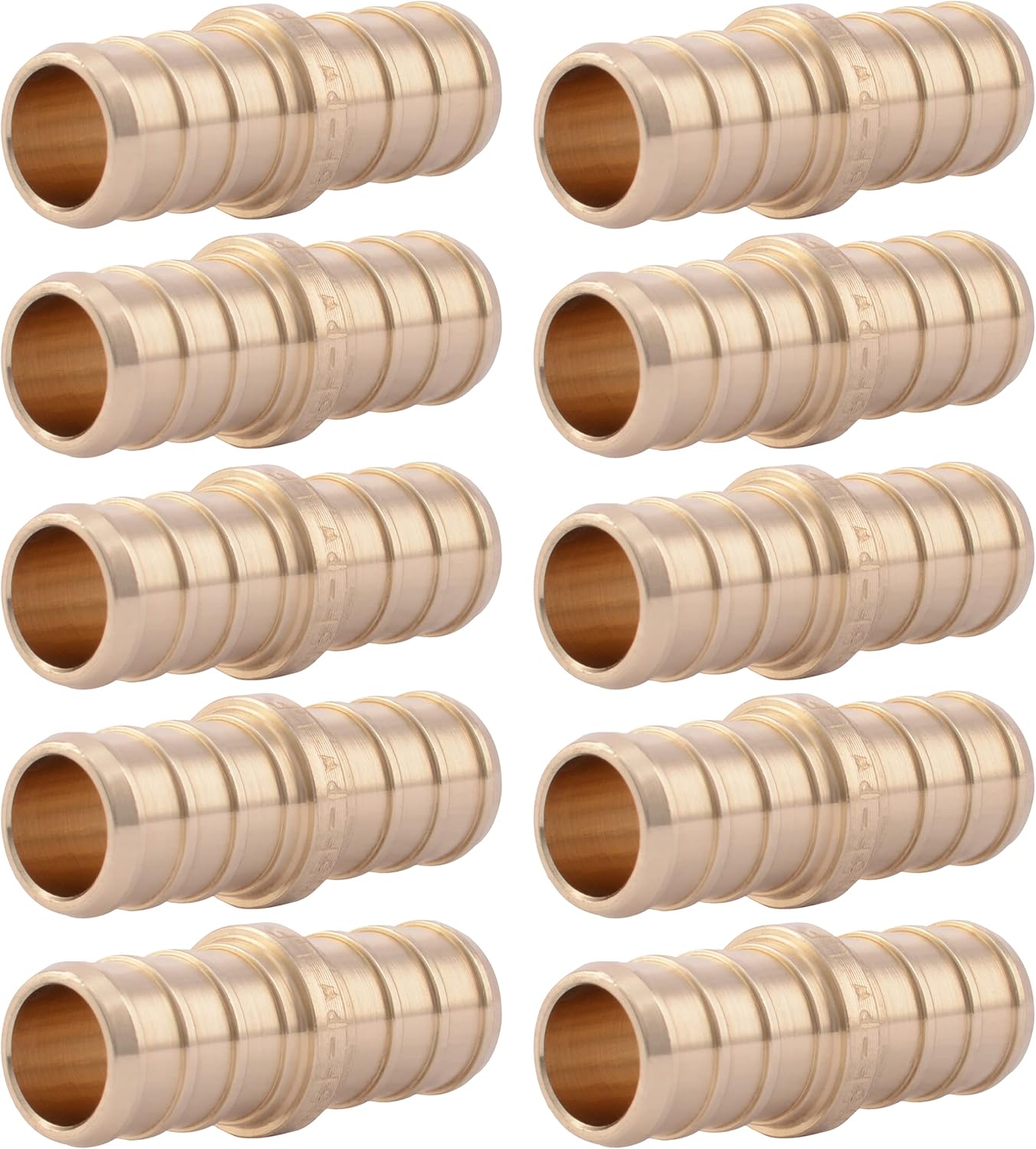SharkBite 1/2 Inch Crimp Coupling, Pack of 10, Brass Plumbing Fitting, PEX Pipe, PE-RT, UC008LFA10