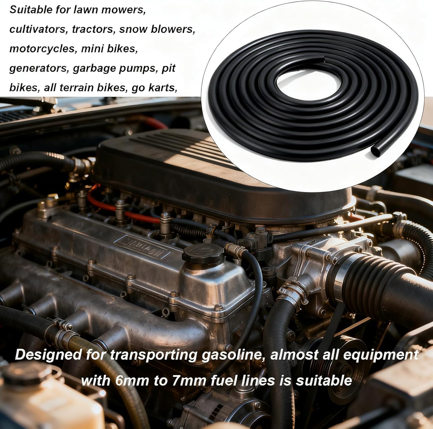 10 Feet 1/4 Inch ID Fuel Line Hose with 20PCS 2/5" Clamps - Compatible with Kawasaki, Kohler, Briggs & Stratton Small Engines, Generators & Powersports - Durable Flexible Rubber Gas & Diesel Hose Kit - Image 4
