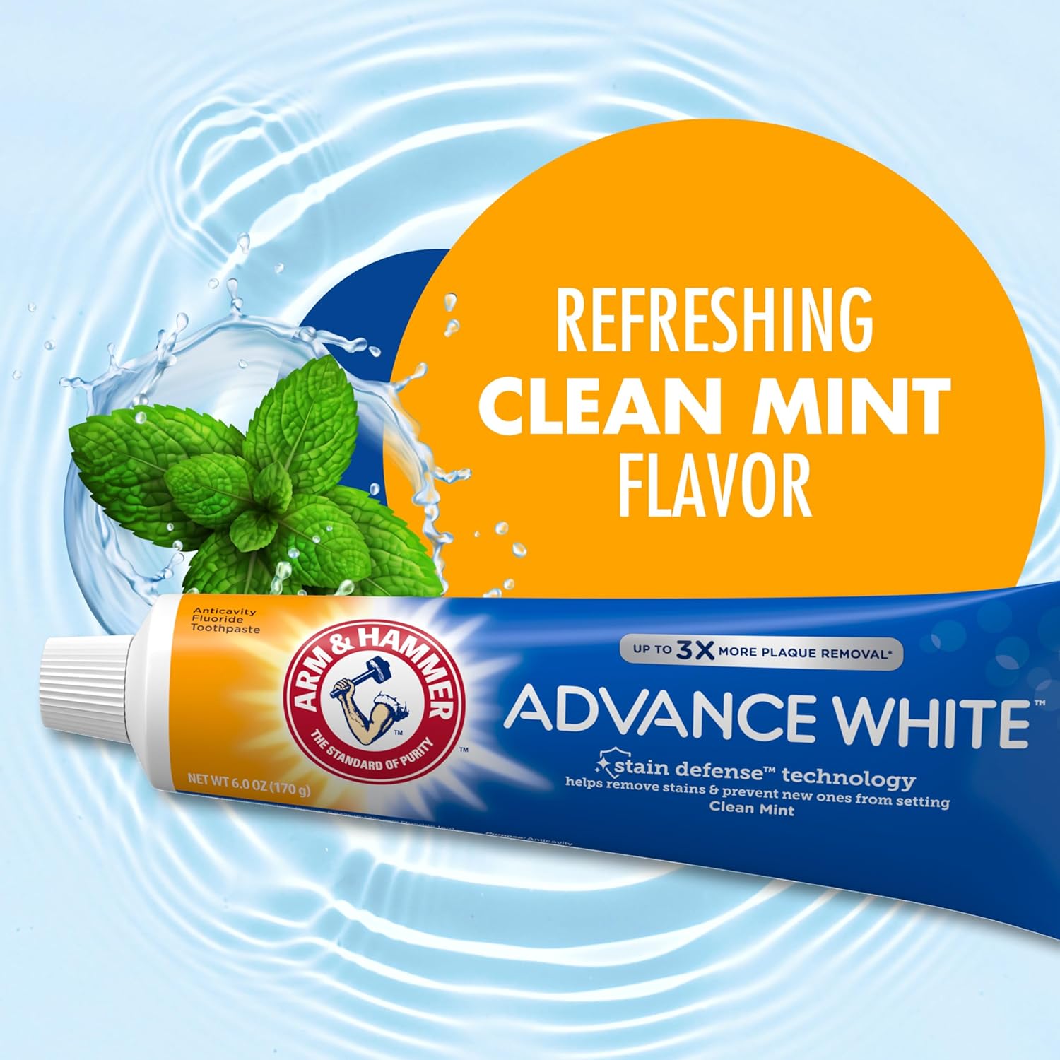 ARM & HAMMER Advance White Toothpaste, Teeth Whitening Baking Soda Toothpaste with Stain Defense Technology and Fluoride, Clean Mint Flavor, 6.0 Oz (4 Pack) - Image 3
