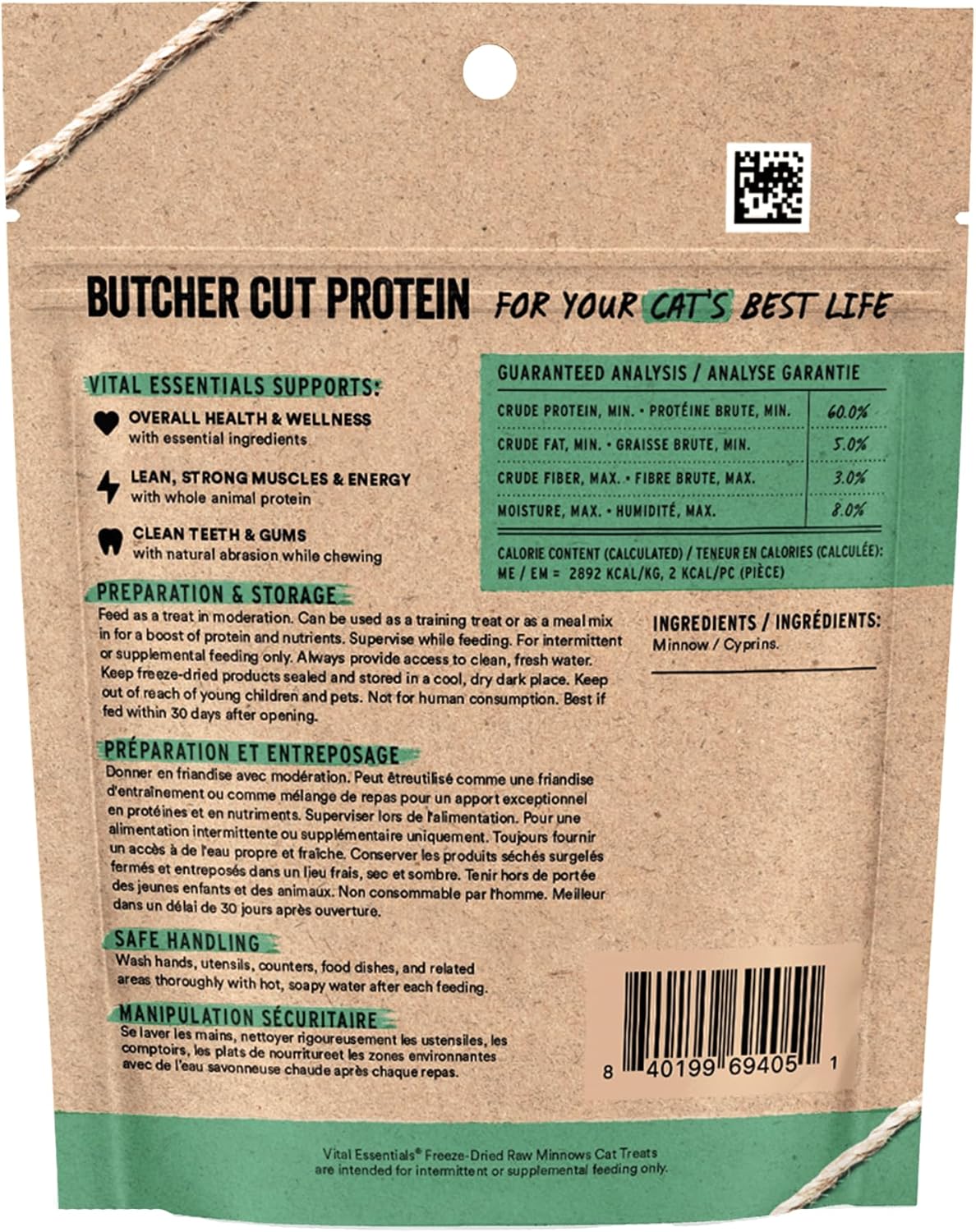 Vital Essentials Freeze Dried Minnows Cat Treats | Single Ingredient | Premium Quality | Grain Free, Healthy Treats for Cats, 0.5 oz Bag - Image 2