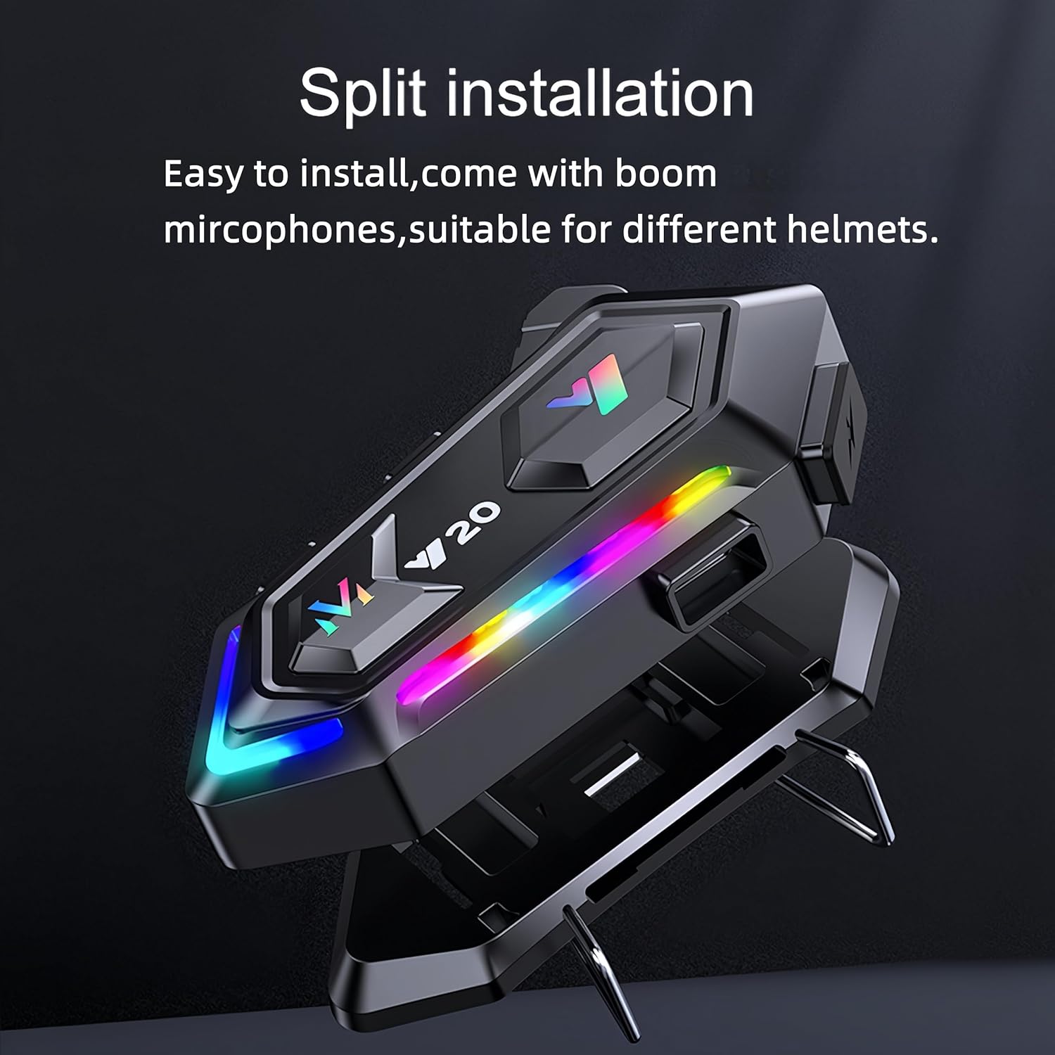 Y20 Motorcycle Helmet Headset with HiFi Sound,Noise Cancellation,RGB Lights Helmet Speakers Headphones with Mircrophone,25 Hours Battetry,Easy to Work with Golves,IPX6 Waterproof,Voice Assistant - Image 9