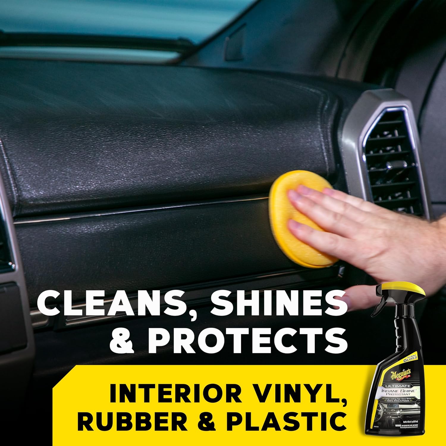 Meguiar's G220216 Ultimate Insane Shine Protectant, Car Cleaning Spray That Creates a Lasting and Glossy Shine, Auto Care Product Safe for Exterior and Interior Surfaces, 16 Oz - Image 2