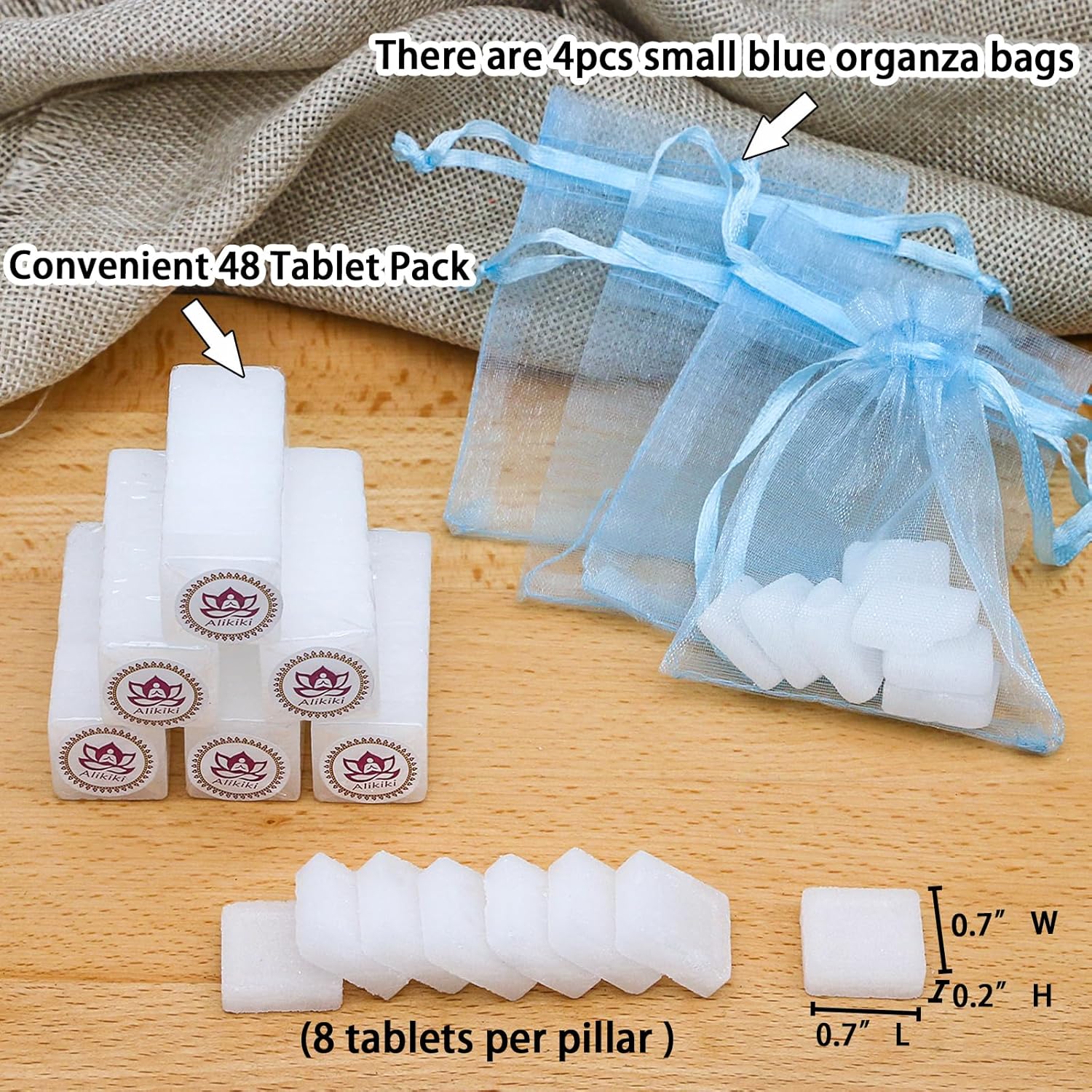 Alikiki Natural Camphor Tablets (85Gram, 48 Tablets) - 100% Pure Camphor Blocks Cubes for Puja - Alcanfor en Bloques, Kapoor for Pooja, Hindu Puja Item - Image 5