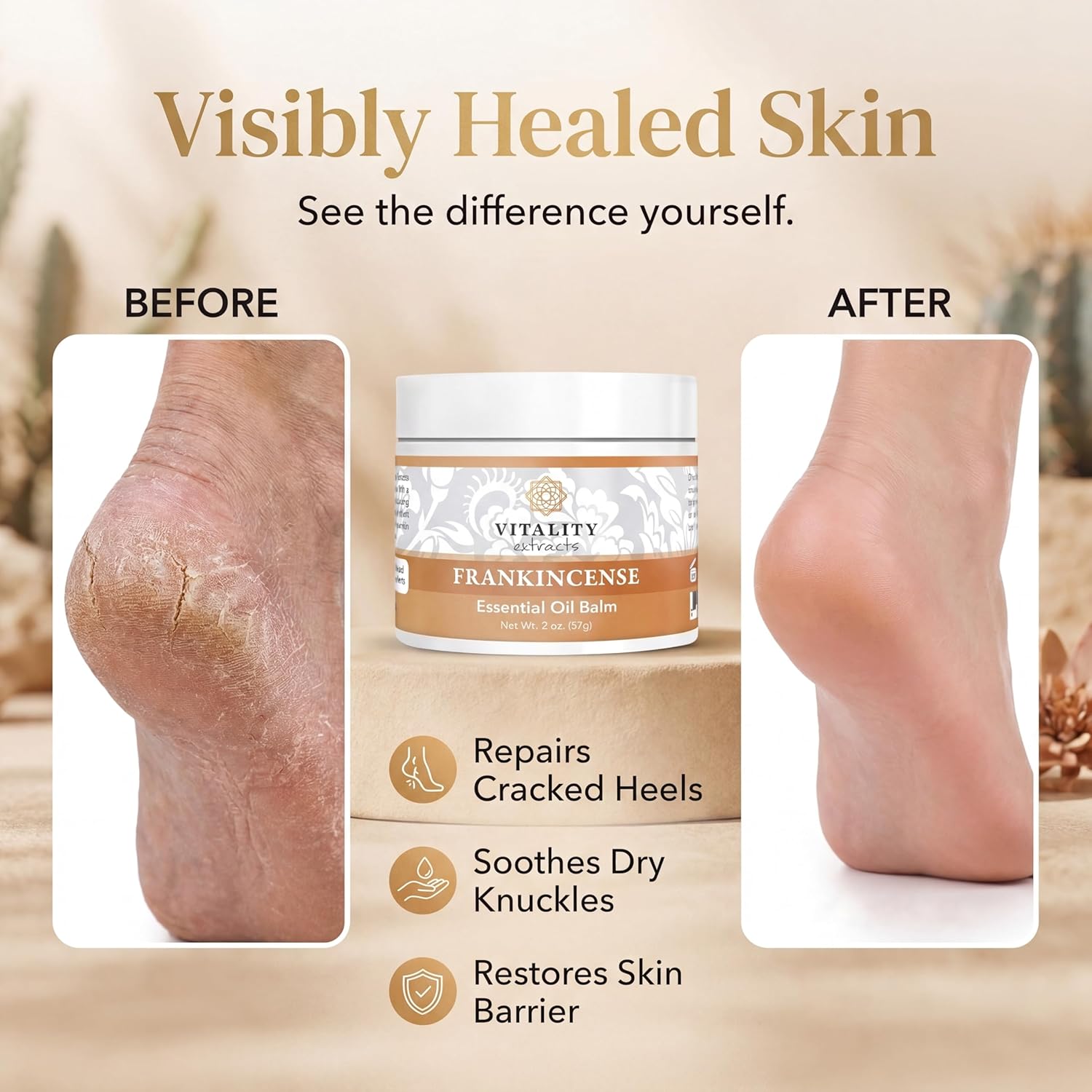 Vitality Extracts Frankincense Essential Oil Balm (2oz) – Boswellia Serrata, Beeswax & Vitamin E, Deep Moisturizing Skin Balm for Dry, Cracked Skin, Soothing & Nourishing for All Skin Types - Image 4