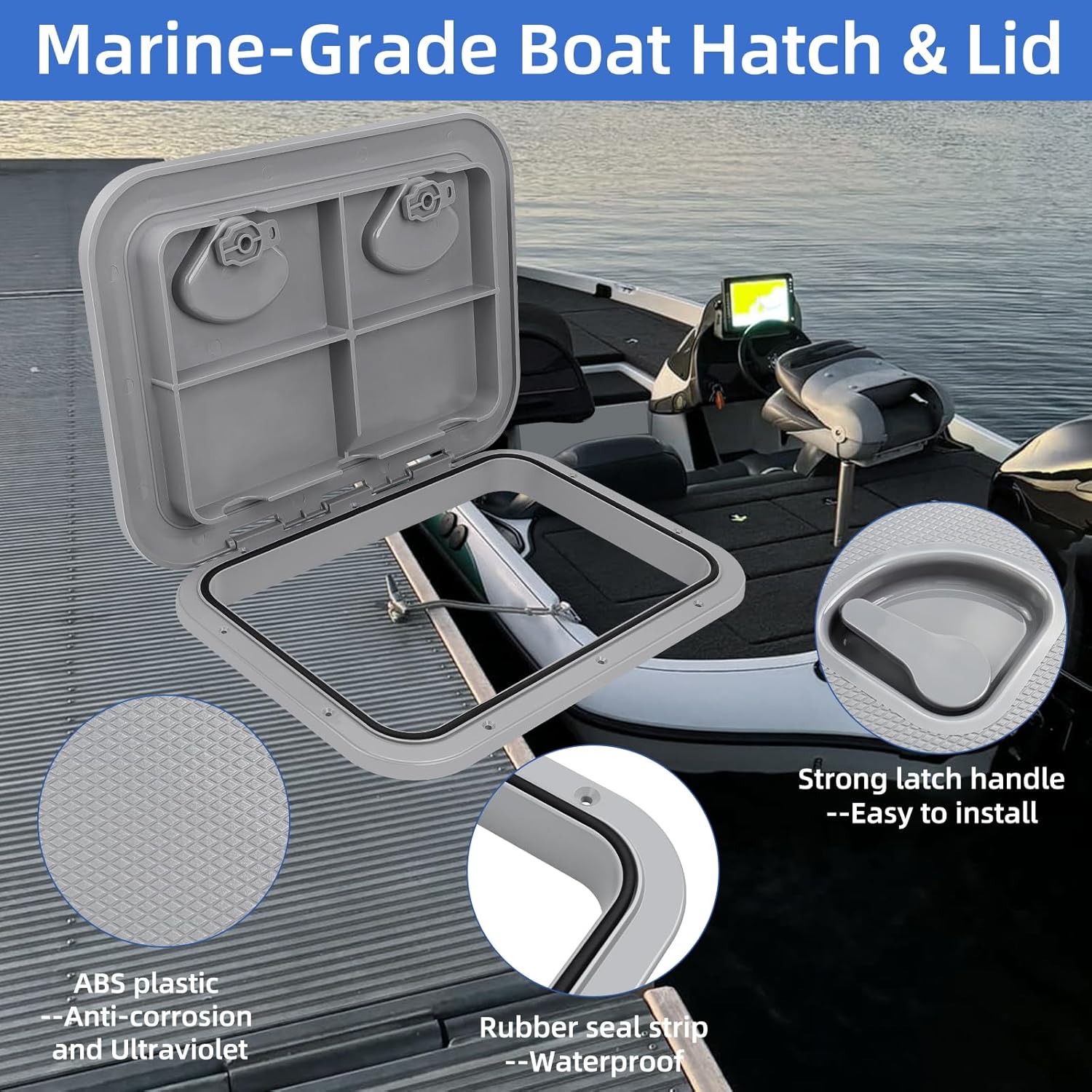 Marine Boat Hatch Deck Cover Lid,Marine Deck Access Hatch & Lid,Black Rectangle Boat Access Door for Bass/John/Fishing/Skiff/Sailboat/Yacht,Waterproof Cover Easy to Install - Image 5