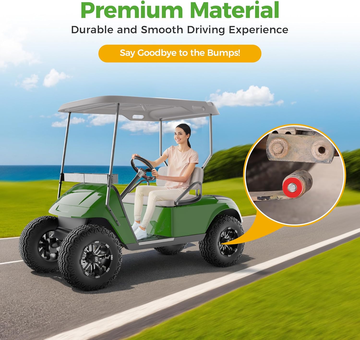 10L0L Golf Cart Spring Bushing Kit-Rear Leaf Springs Shackles Bushing Sleeve for EZGO TXT/Medalist (1994-up) & Club Car DS (1981-up), Replaces Parts 70289-G02/70291-G01/1012303/1015583 - Image 3