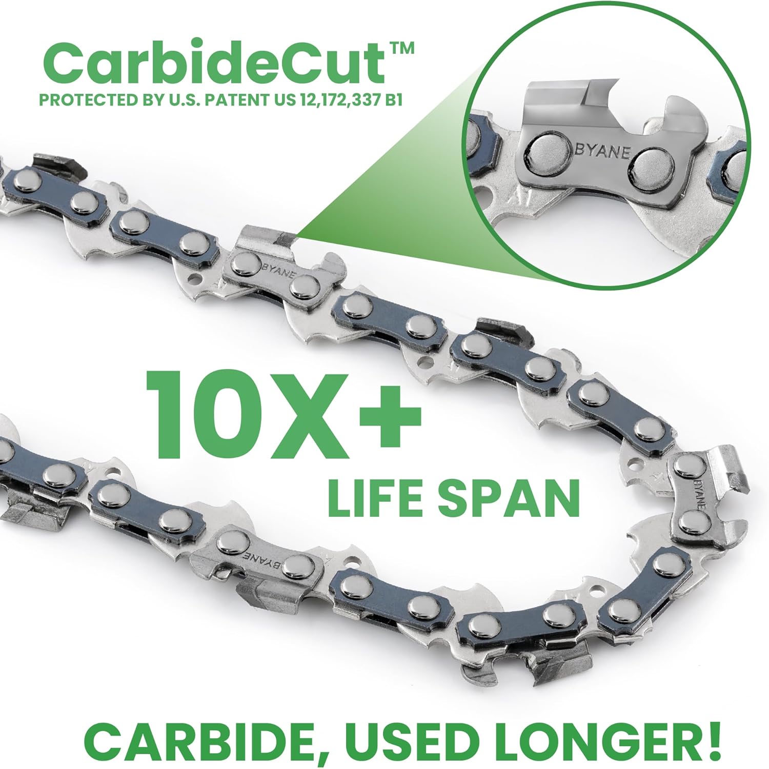 Byane 20-Inch Carbide Chainsaw Chain, 3/8" Pitch, .050" Gauge, 72 Drive Links for Stihl MS290, MS311, MS362 and Husqvarna 455 Rancher - Image 2