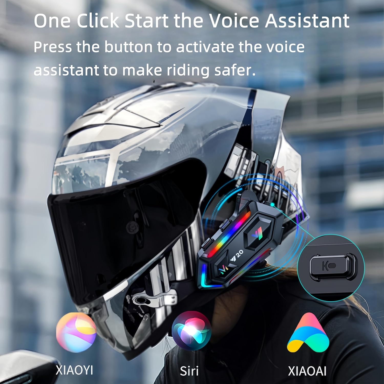 Y20 Motorcycle Helmet Headset with HiFi Sound,Noise Cancellation,RGB Lights Helmet Speakers Headphones with Mircrophone,25 Hours Battetry,Easy to Work with Golves,IPX6 Waterproof,Voice Assistant - Image 5