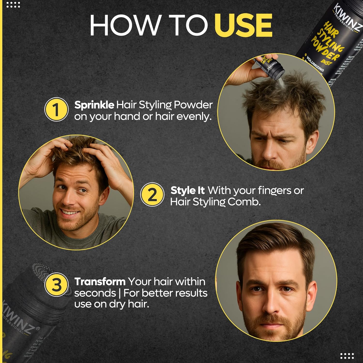 Hair Styling Powder for Men – Natural Look Texture Hair Powder with Matte Finish – Long-Lasting Hold, Adds Volume & Texture, Non-Sticky and Smells Great – 30g - Image 8