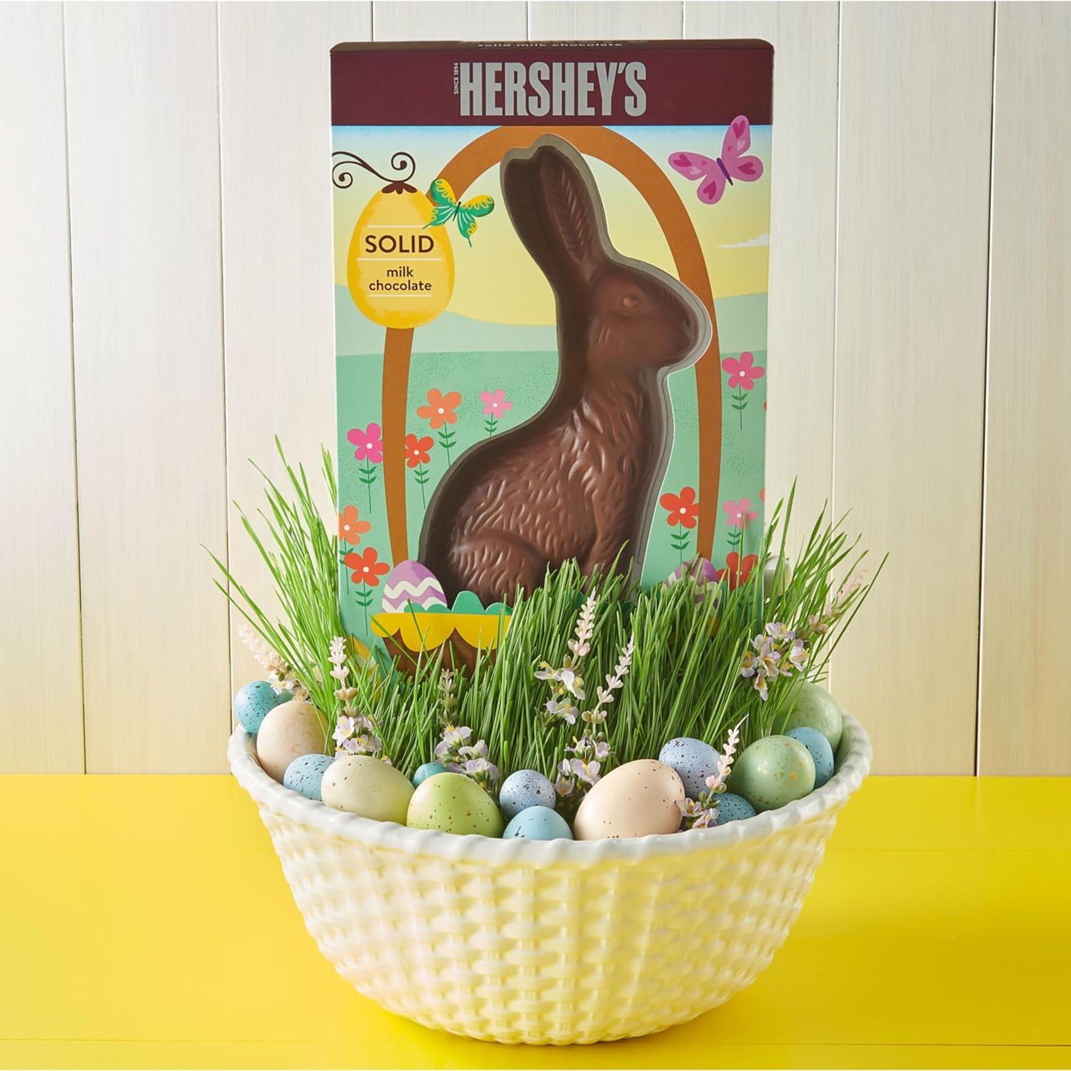 HERSHEY'S Solid Milk Chocolate Bunny, Easter Candy Gift Box, 14 oz - Image 9