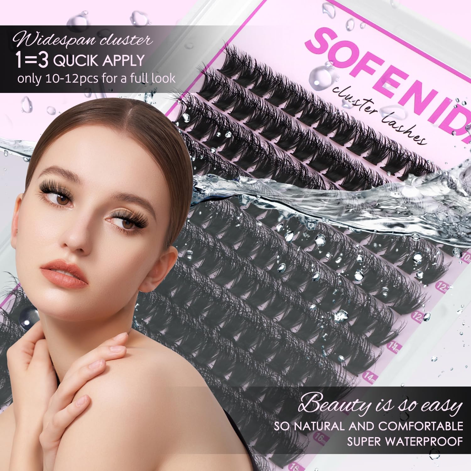 SOFENIDA Lash Clusters Kit 80D Lash Clusters Kit 10-18mm Volume Eyelash Clusters D Curly Cluster Eyelash Extensions 3D Wispy Lashes Cluster DIY Lash Extension Kit(80D-10-18MIX Thick Kit) - Image 5