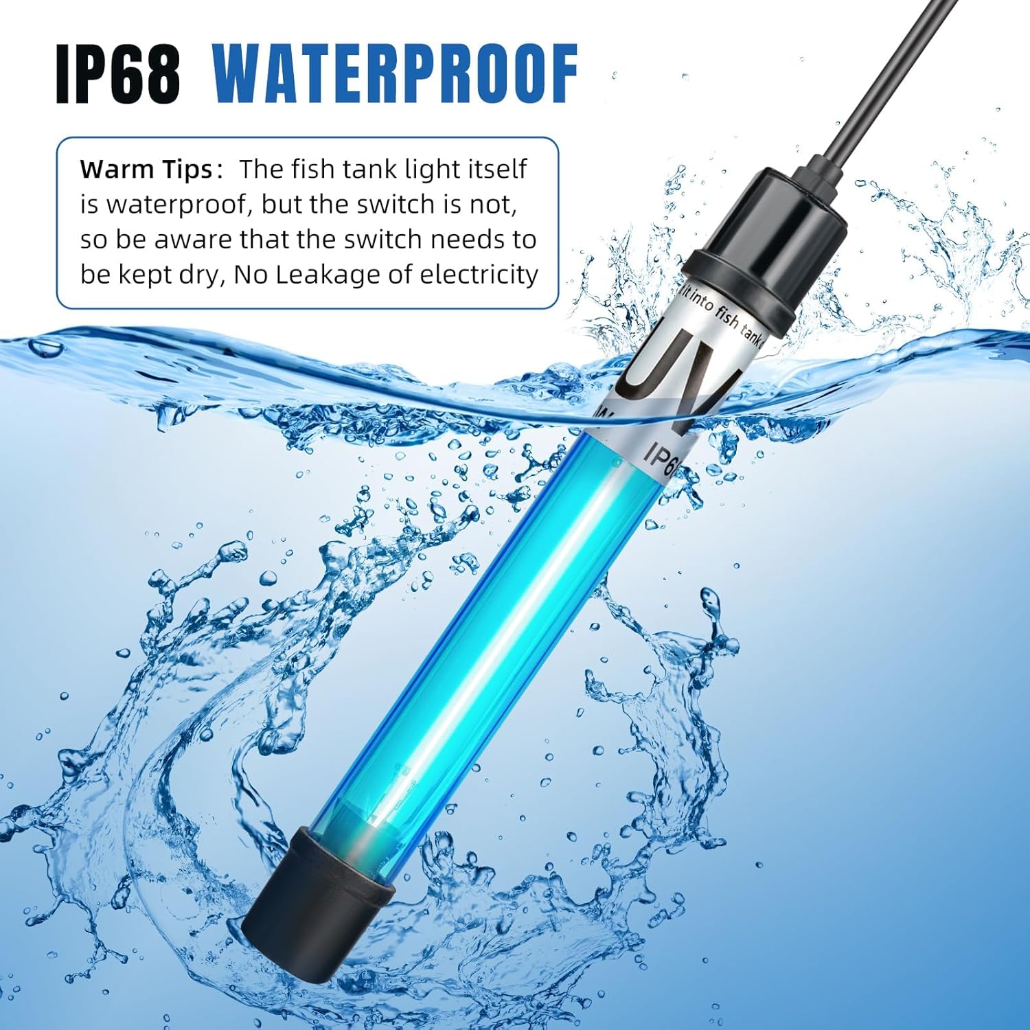 5W 6.9 Inch Aquarium UV Light for 10-55 Gallon Fish Tank Aquarium Light Green Clean Machine - Image 7