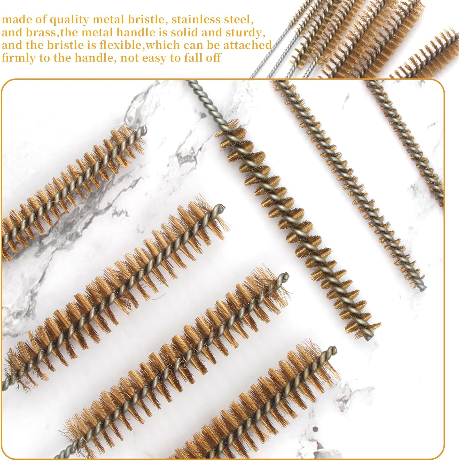 Tube Brush Kit 7pcs Brass Wire Tube Brushes Stainless Steel Bottle Brush Long Handle 11'' Wire Brushes for Cleaning Wire Pipe Tube Cleaner - 6mm/8mm/10mm/12mm/15mm/20mm/22mm - Image 5