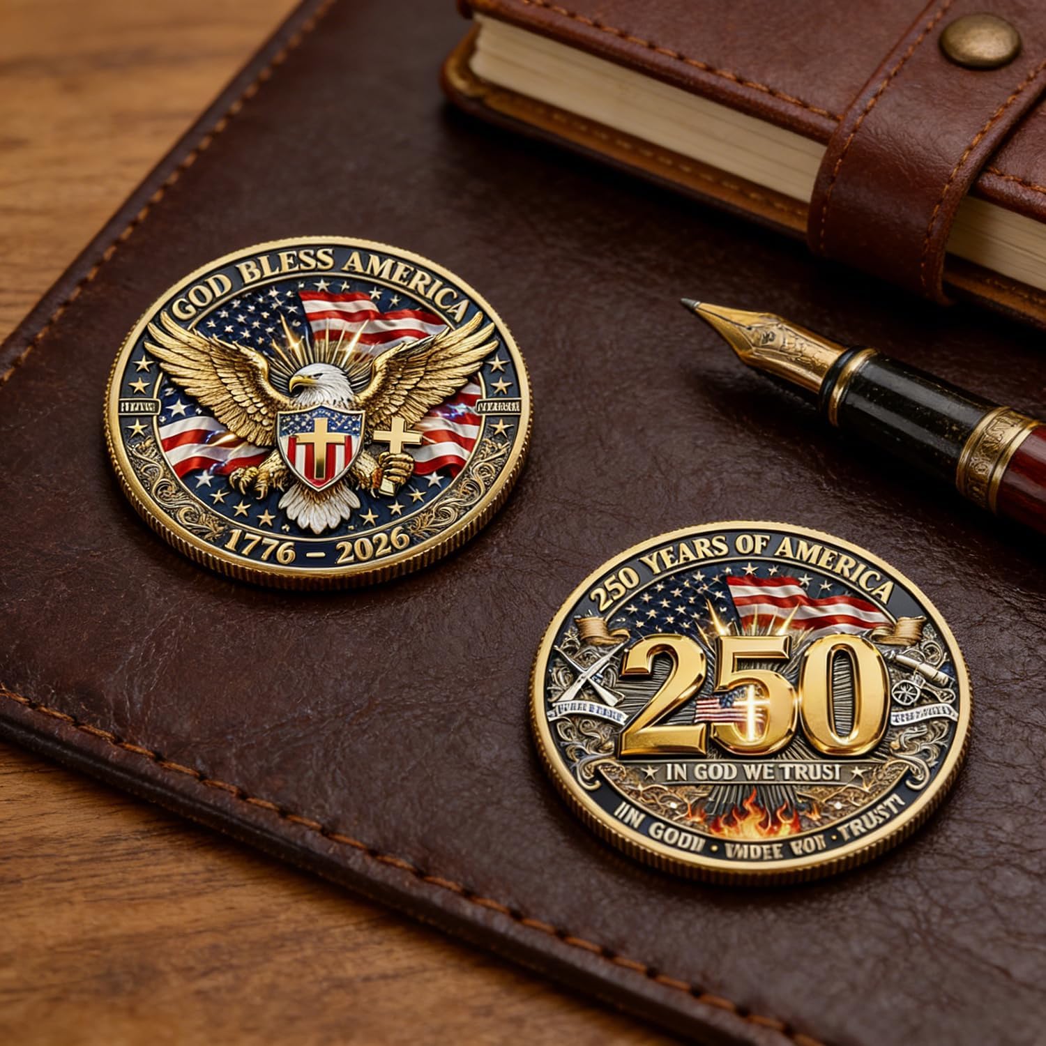 2 Pack 250th Anniversary USA Commemorative Coin, 250th US Independence Anniversary Challenge Coin - 1776-2026, 250 Year American AnniversaryCoins Gift (in God We Trust) - Image 8
