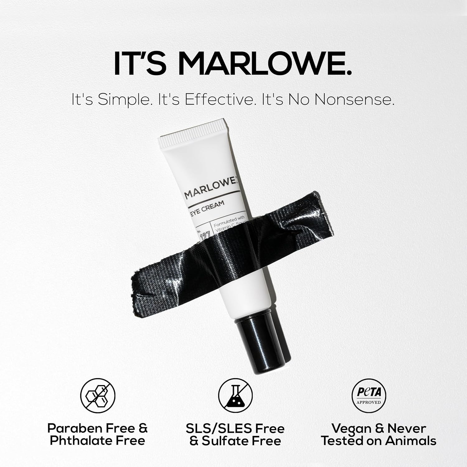 MARLOWE. Eye Cream for Dark Circles and Puffiness, 0.5 oz, Moisturizing, Revitalizing Men's Under Eye Skin Care, Brightens Skin, Clean, Vegan Formula, Vitamin C, Caffeine & Squalane, Fragrance Free - Image 4