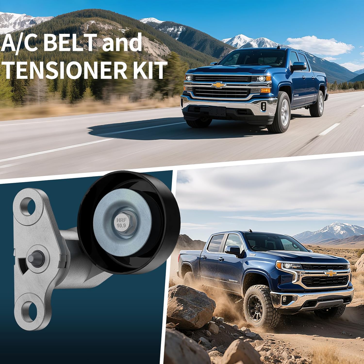 38159 A/C Belt and Tensioner Kit Compatible with Gmc Yukon 2000-2008, Sierra 1999-2008, Chevy Tahoe 2000-2008 Avalanche 2002-2008 Silverado 1999-2008, Replaces#90K-38159 - Image 7