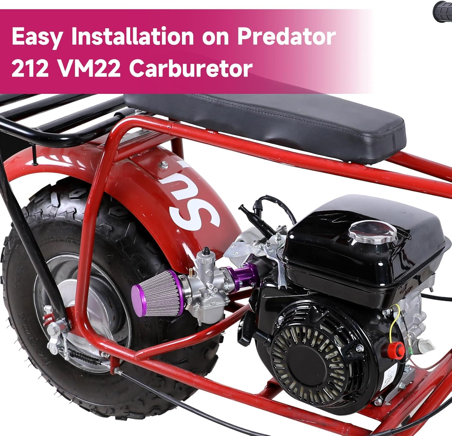 FVRITO VM22 Intake Manifold for Predator 212cc Ghost 196cc 224cc Coleman CT200U BT200X Mini Bike CT200U-EX Baja Warrior KT196 Go Kart GX200 GX160 6.5HP OHV Clone Engine Performance Parts Purple - Image 7