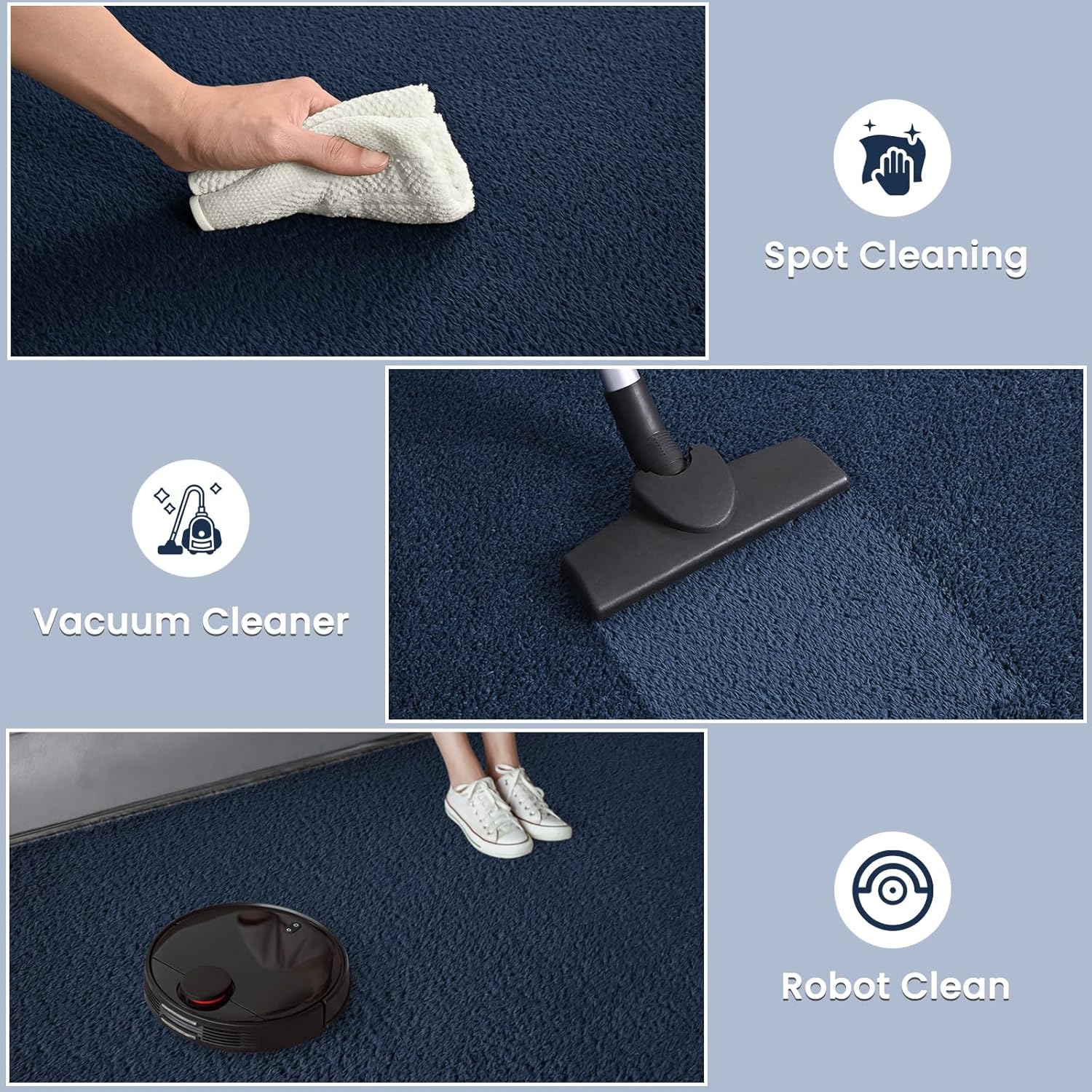 Nuttumico Ultra Soft Round Area Rugs for Living Room Bedroom, 4x4 Feet Navy Blue Washable Non-Slip Indoor Rugs, Thickened Memory Foam Modern Indoor Circle Carpet for Boys Girls Room Home Decor - Image 5