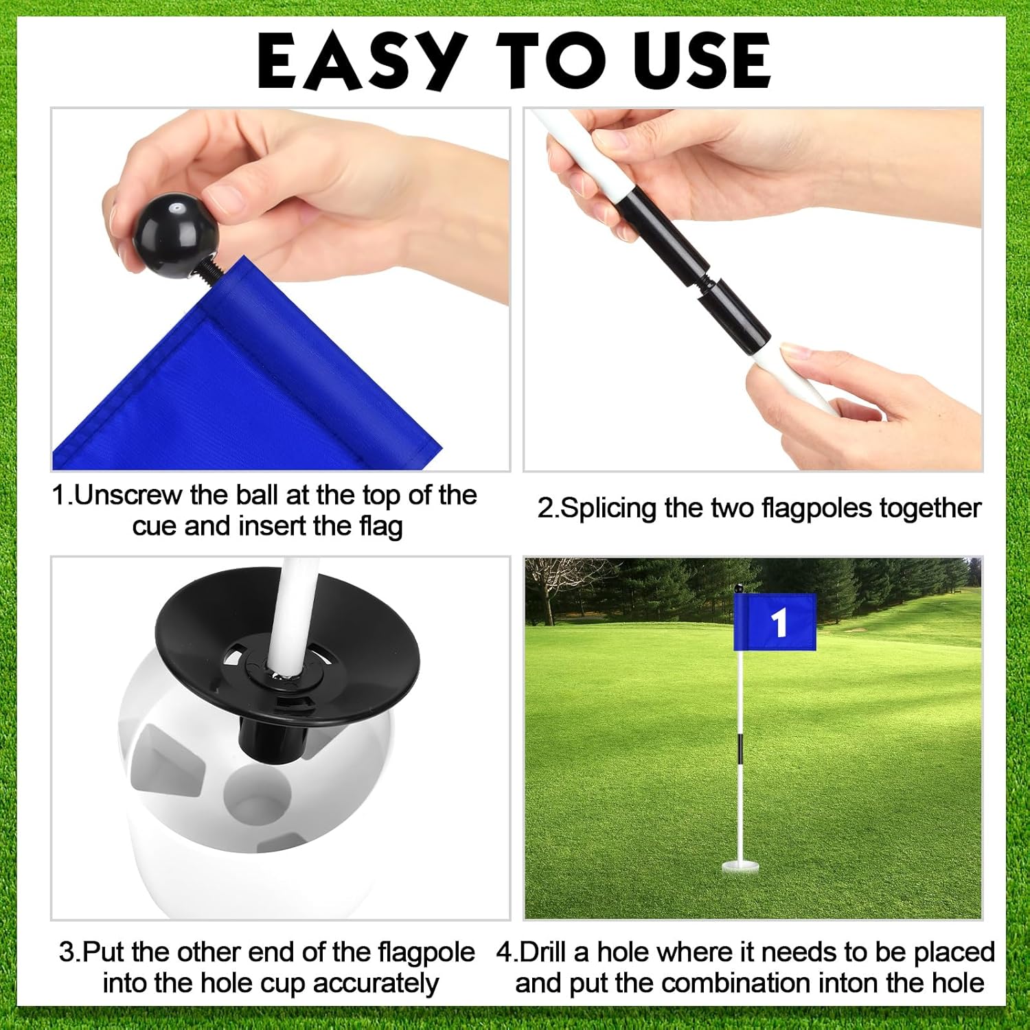 Hungdao 3 Set Golf Flagstick Mini Putting Green Flag for Yard Golf Pin Hole Cup and Flag Set Portable Practice Putting Green Flagsticks for Driving Range Backyard Gift Idea (Cute,Assorted) - Image 4