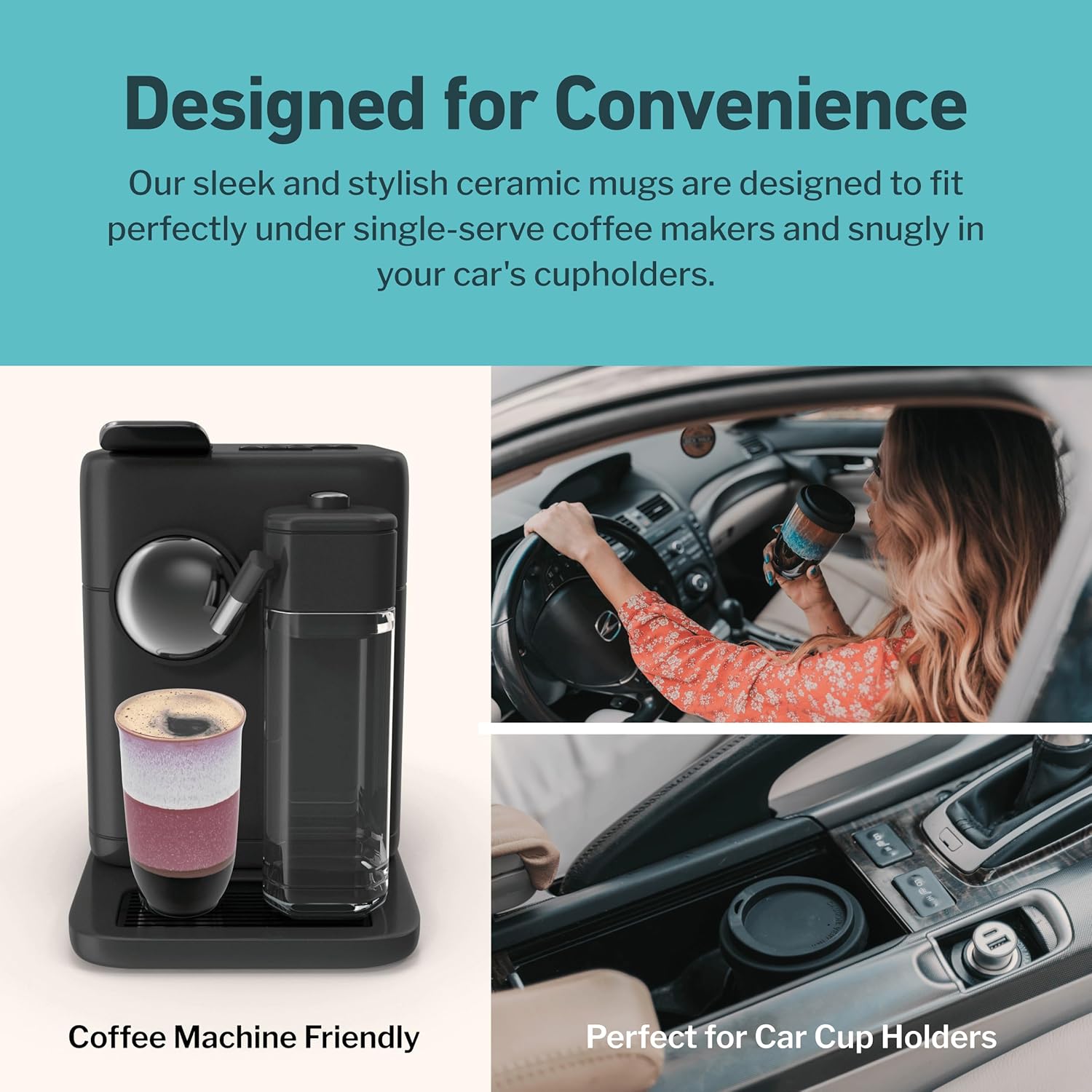 NOVA CERAMICS Coffee Travel Mug – Reusable Coffee Cup – Microwave & Dishwasher Safe Coffee Green Tumbler - Gifts For Women Men Him Her – 16oz – Eclipse - Image 6