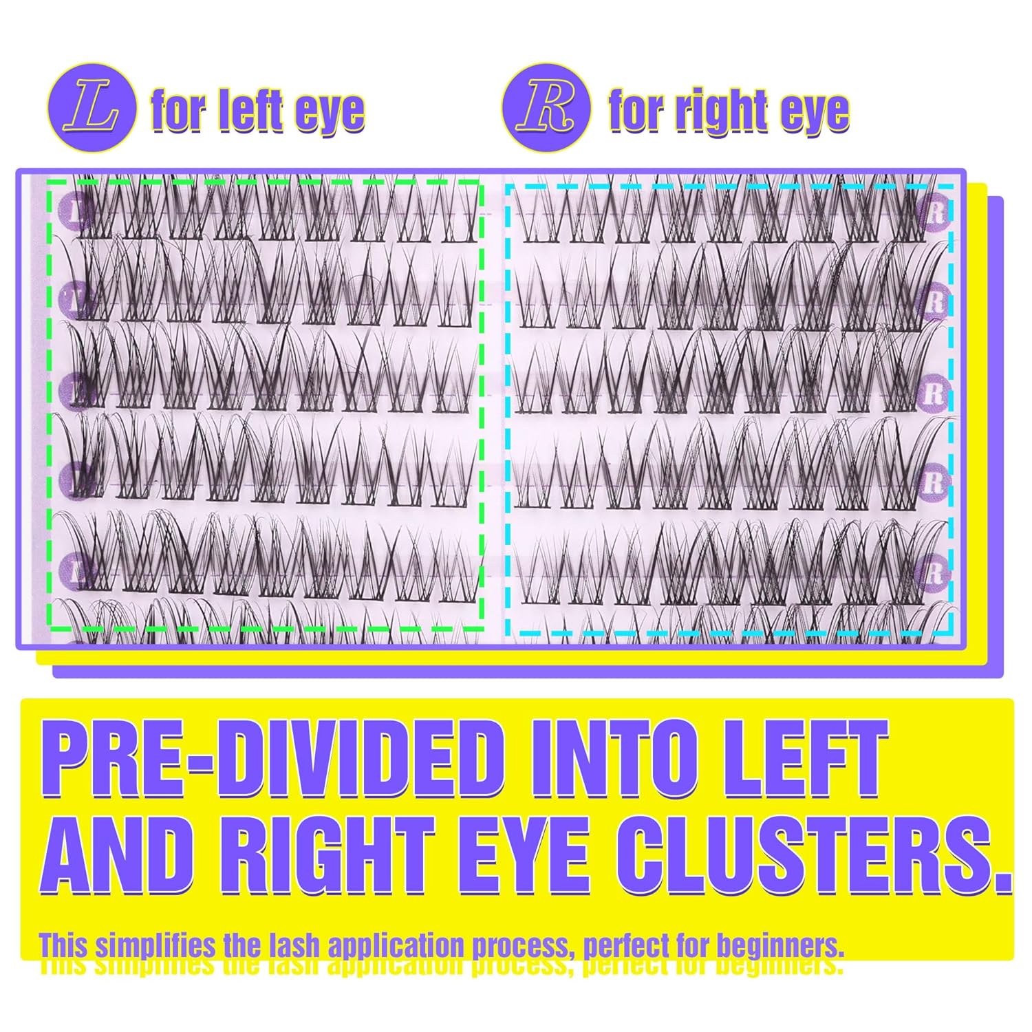 Lash Clusters Natural DIY Lash Extensions C-Curly Cluster Eyelash Extensions Cat Eye Left+Right Cluster Lashes 216 Pcs Wispy Eyelash Clusters for Beginners - Image 2