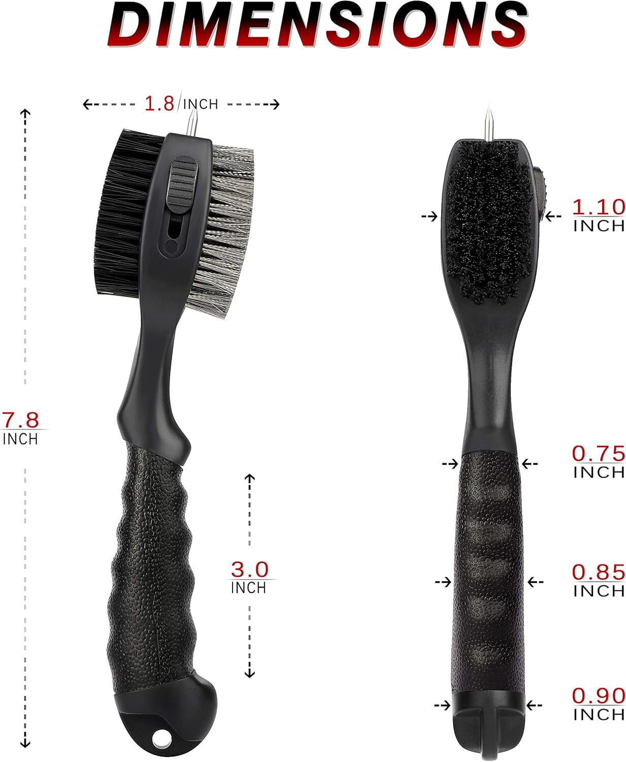 CHAMPKEY PRO Retractable Golf Club Brush - Oversized Brush Head with Soft Rubber Hand Grip & Retractable Groove Cleaner Golf Brush(Black(1 Pcs)) - Image 7